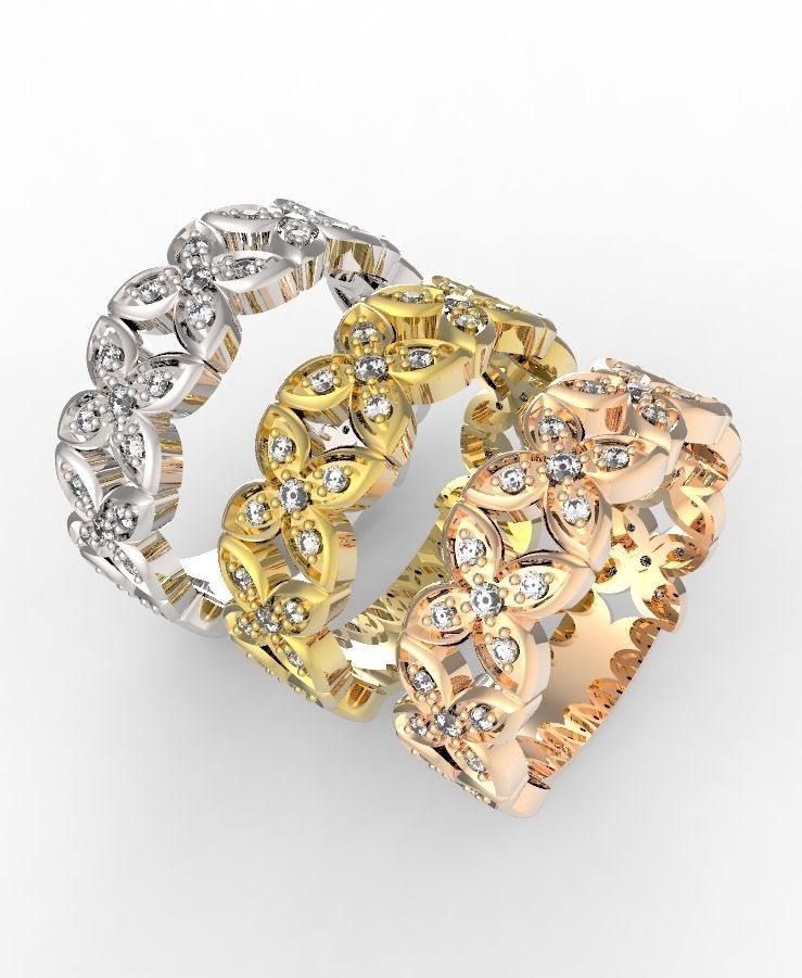 Clover ring 3D print model_1