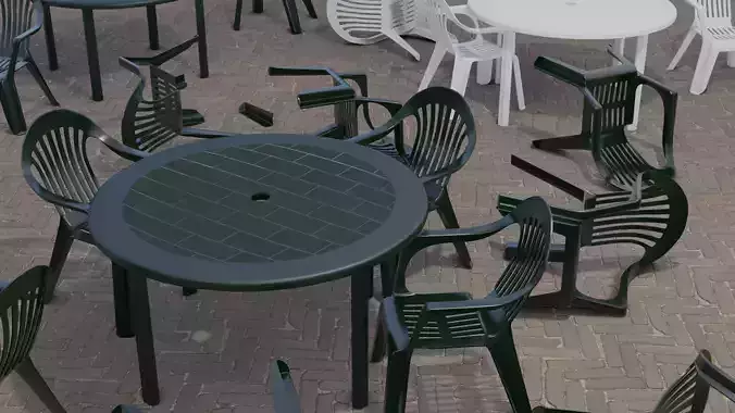 Plastic garden chair and table