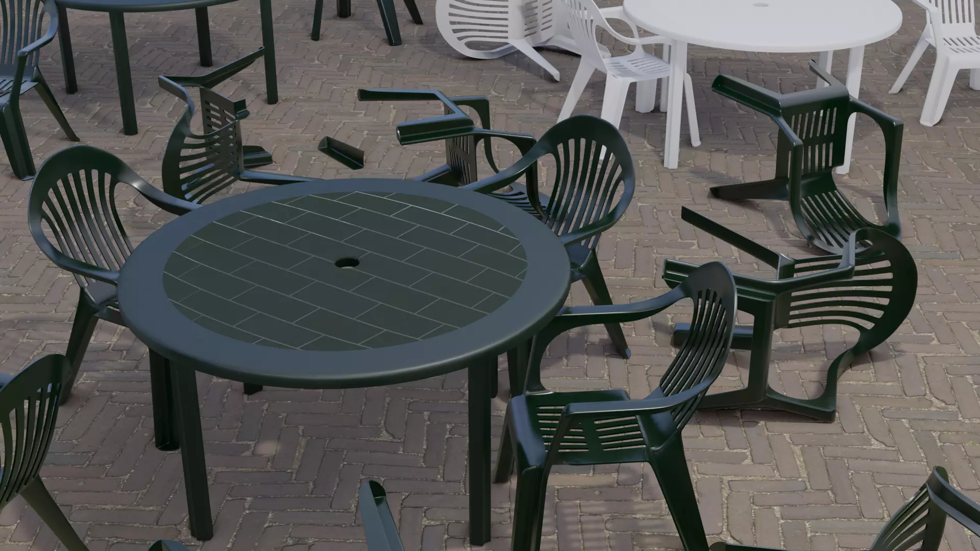 Plastic garden chair and table 3D model