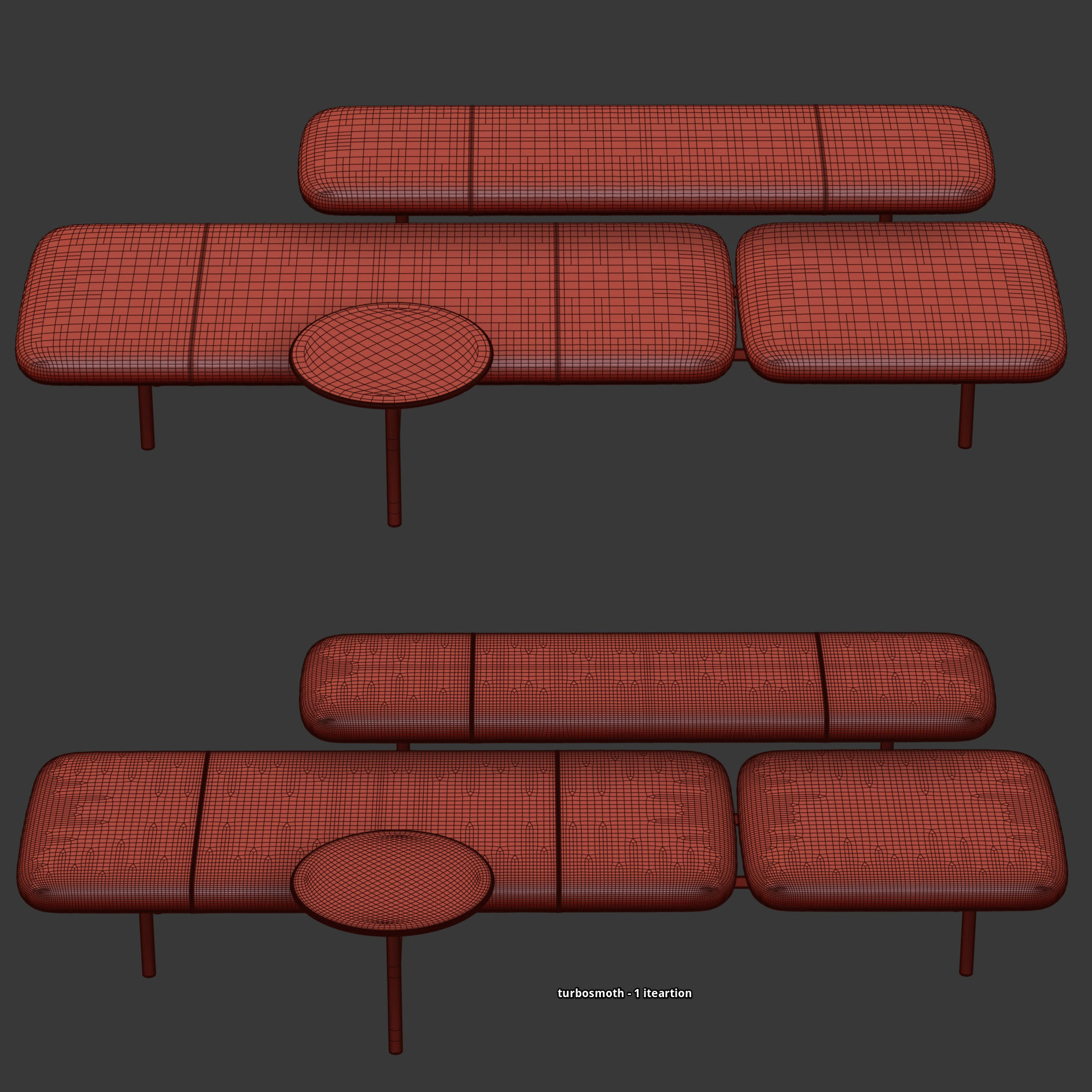 Kanso bench with table  3D model_5