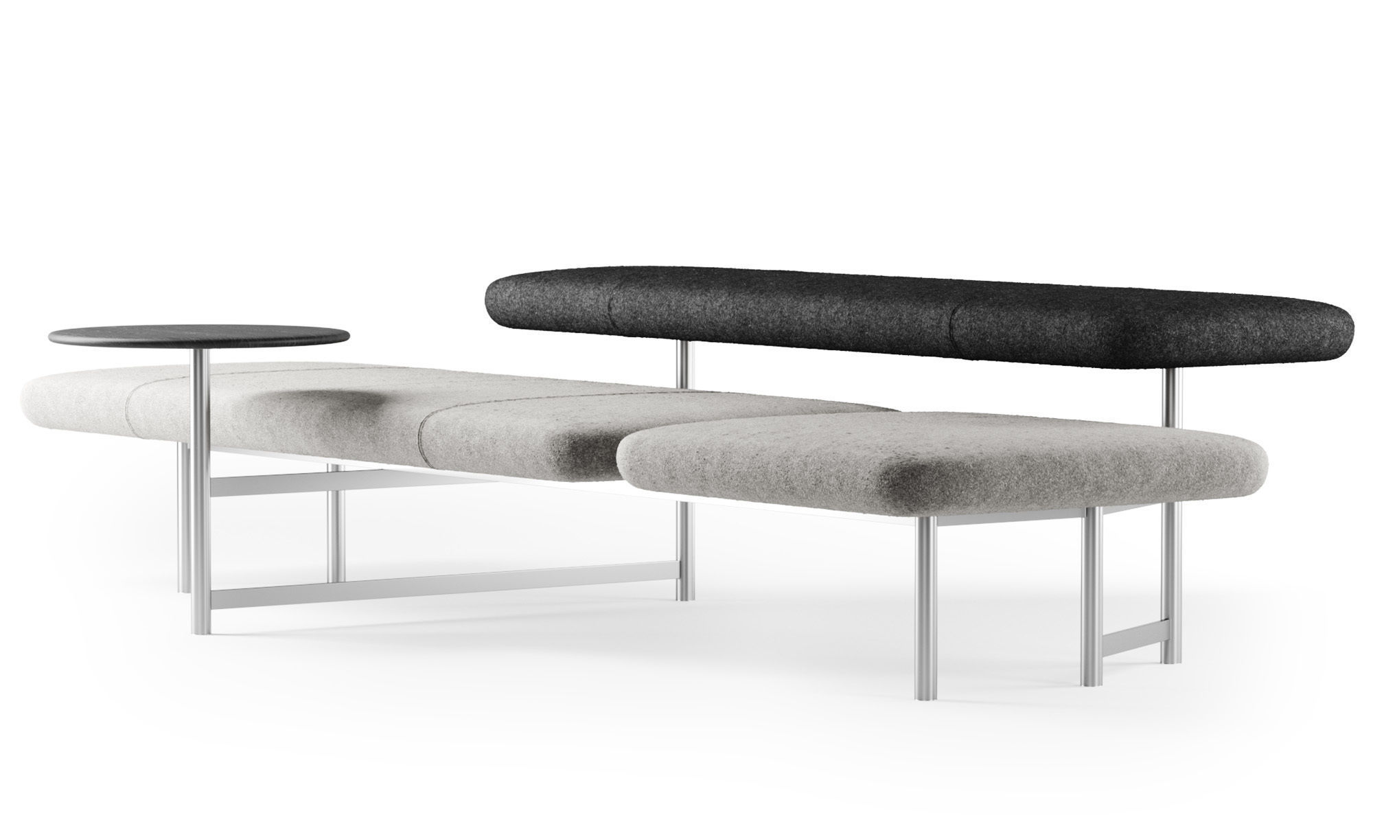 Kanso bench with table  3D model_1