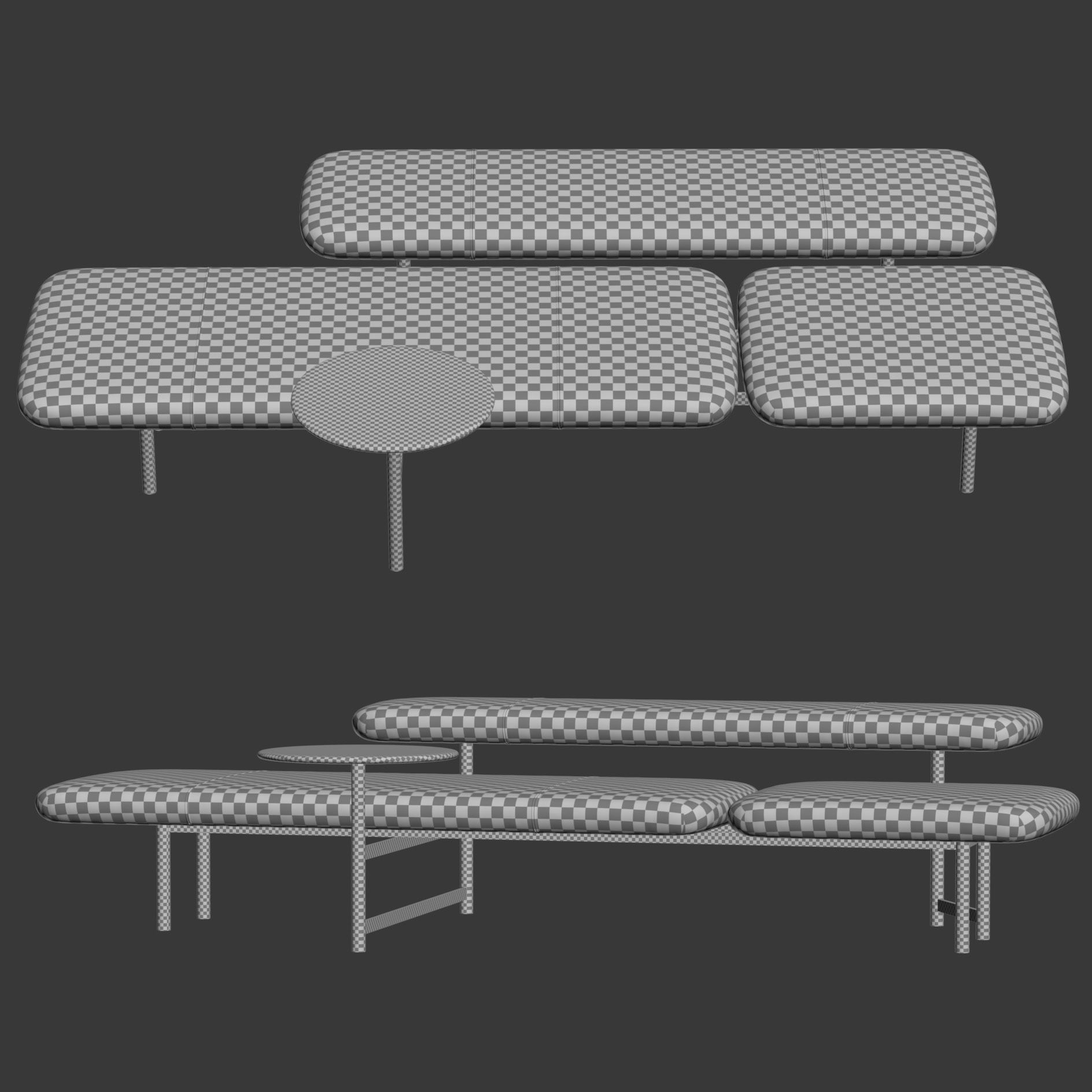 Kanso bench with table  3D model_6