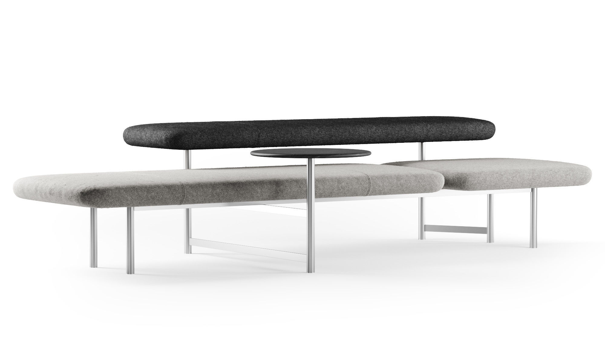Kanso bench with table  3D model_4
