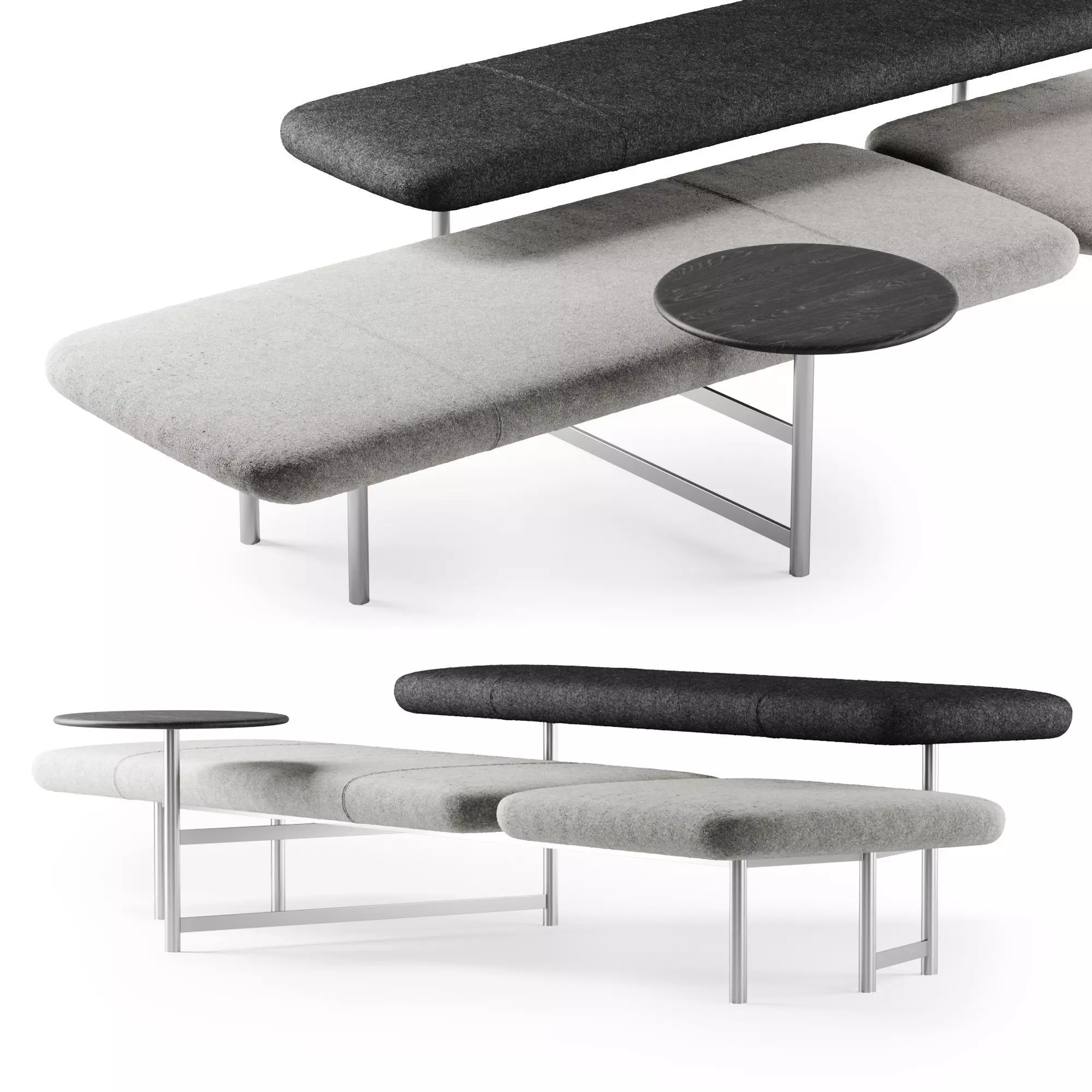 Kanso bench with table  3D model_0