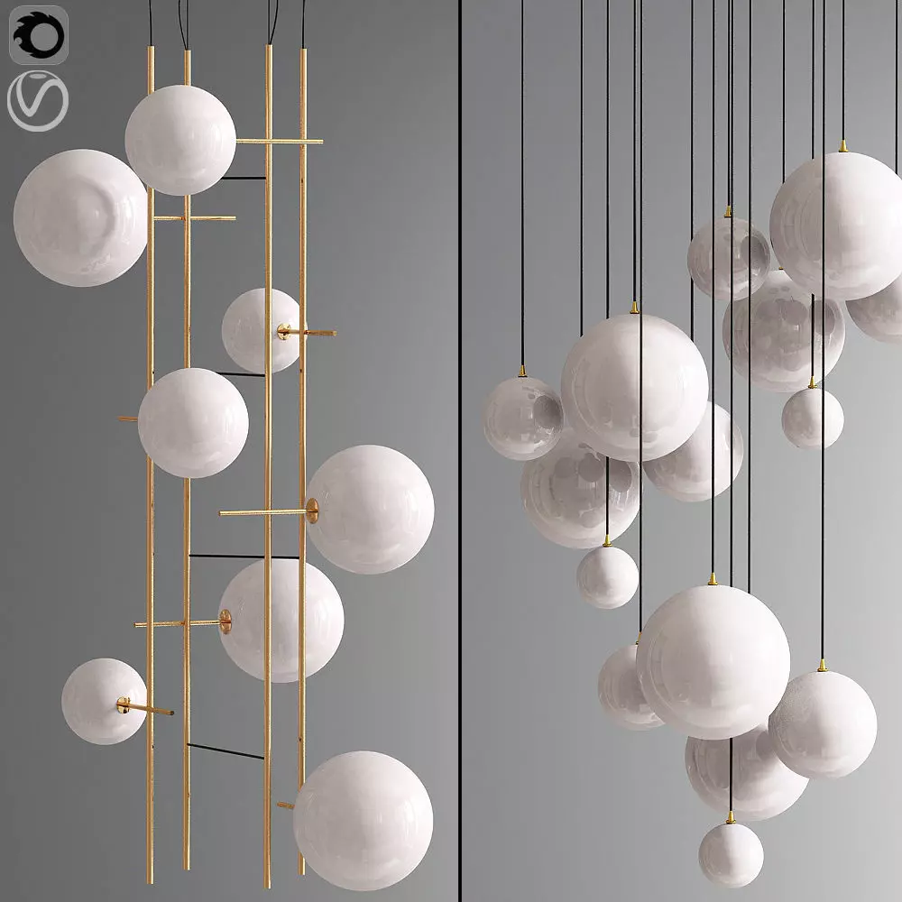 Bolle Tela Gallotti And Magic pendant Cluster Chandelier 3D model_0