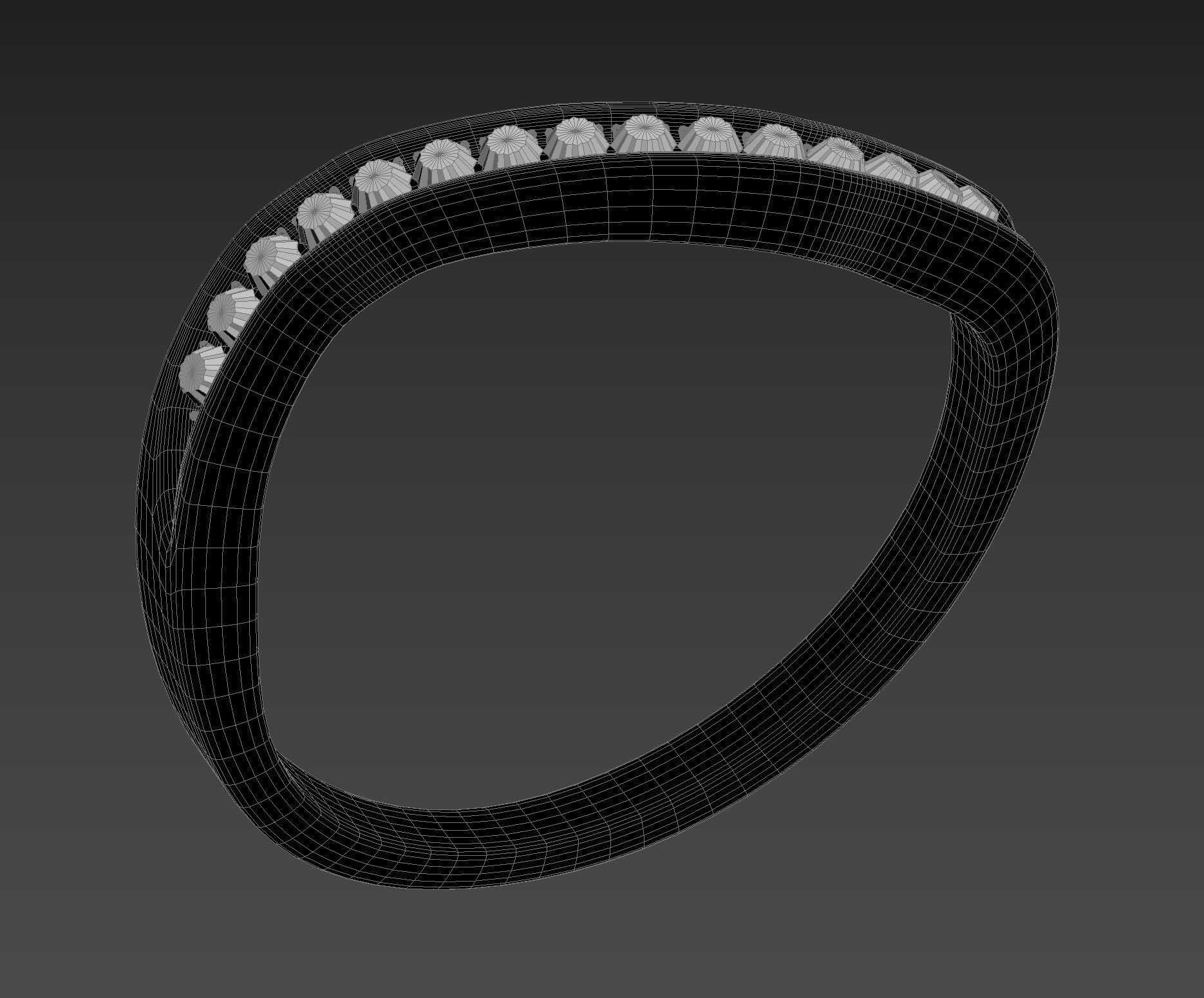 Ring 3D Model two gold rings with diamonds 3D print model_18