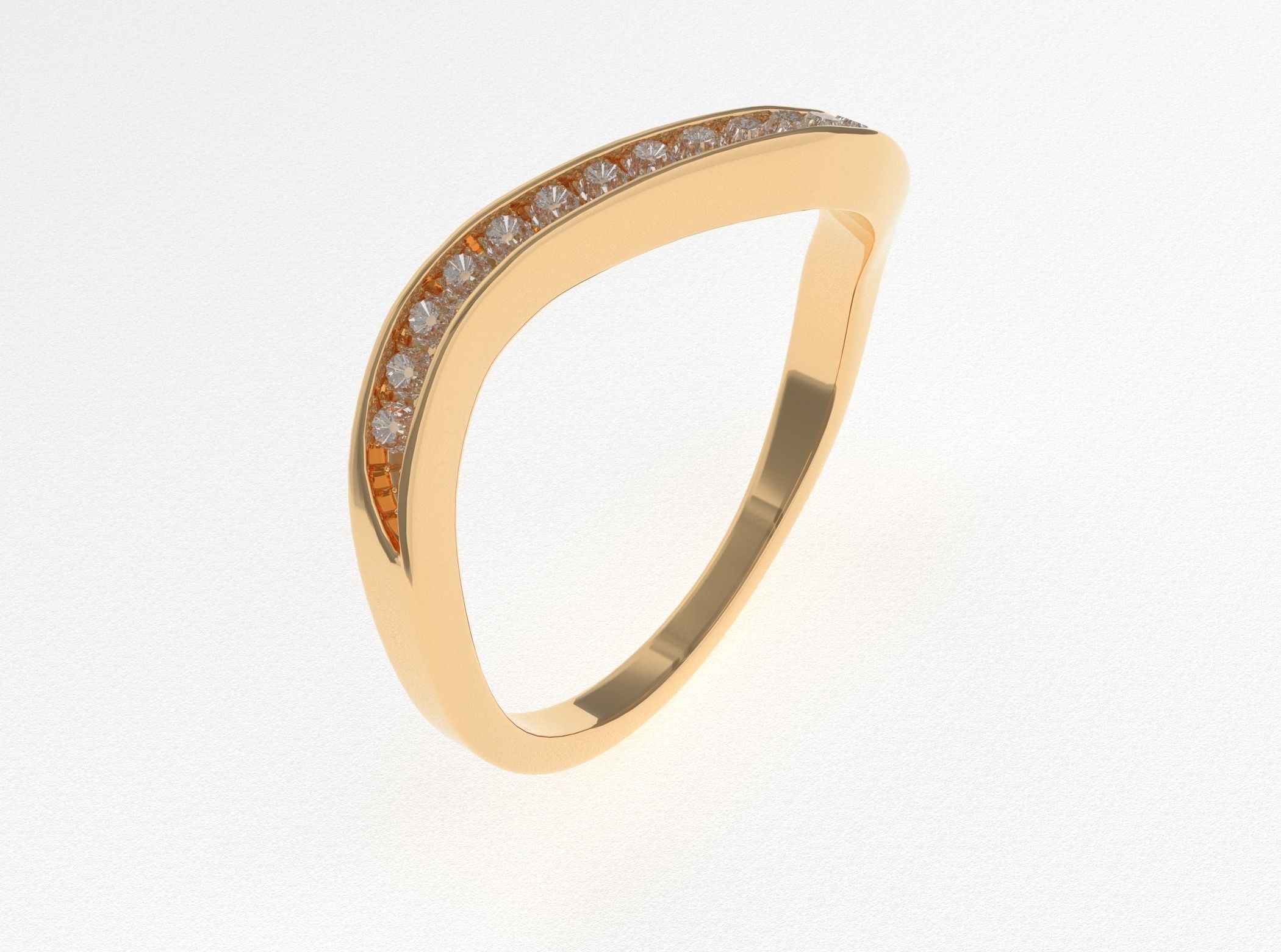 Ring 3D Model two gold rings with diamonds 3D print model_3