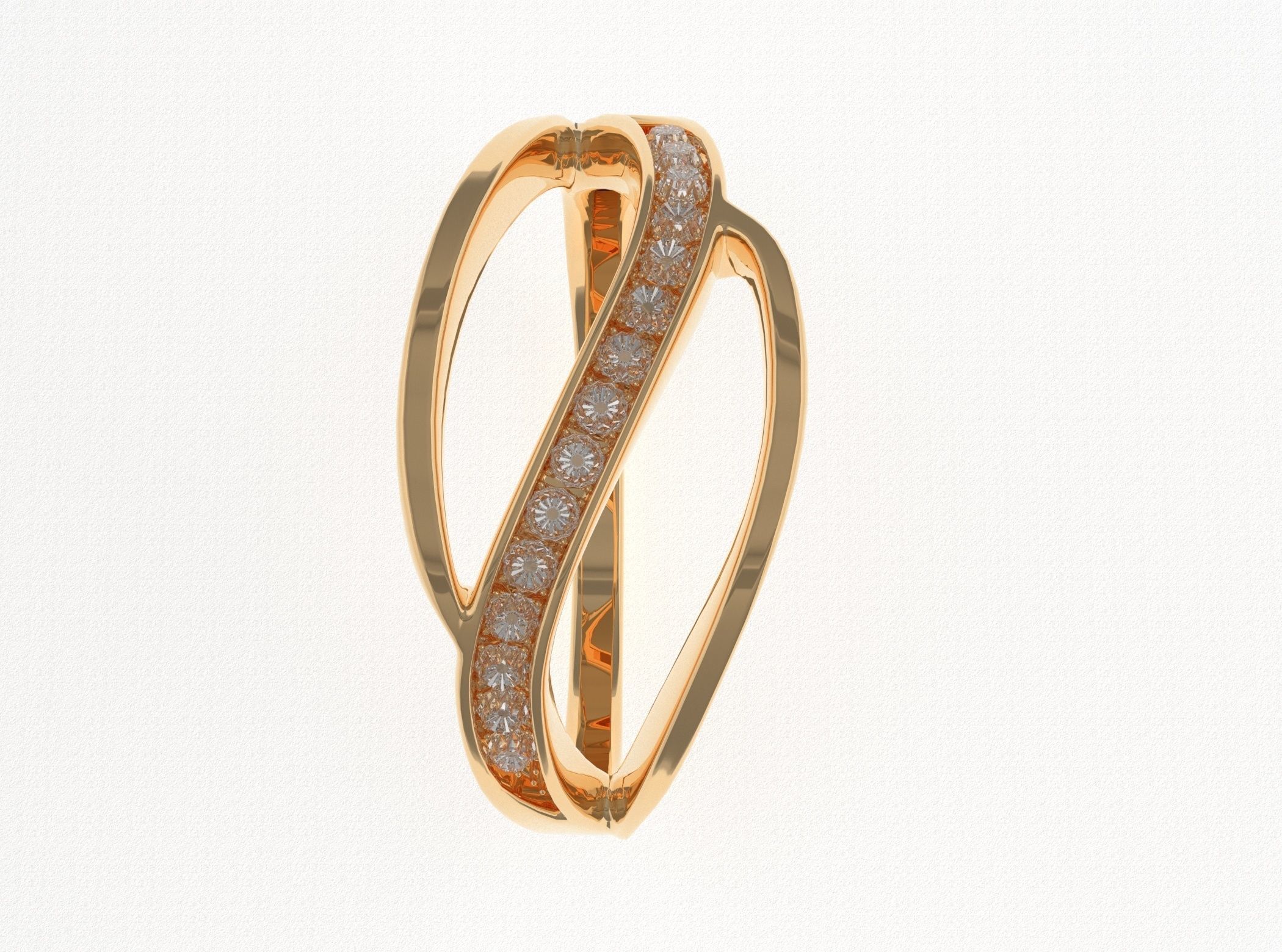 Ring 3D Model two gold rings with diamonds 3D print model_5