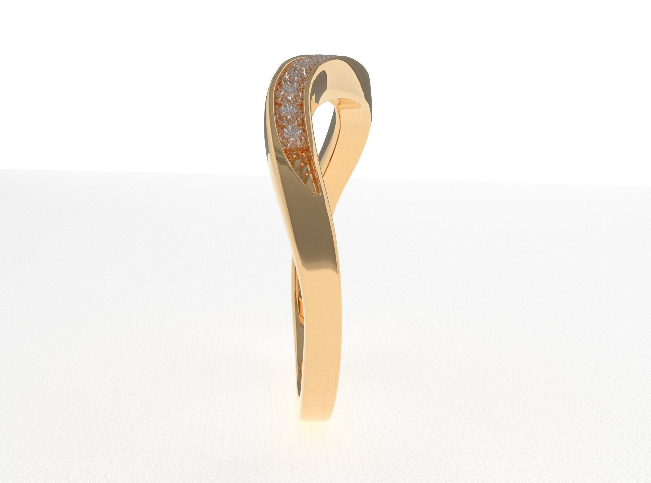 Ring 3D Model two gold rings with diamonds 3D print model_14