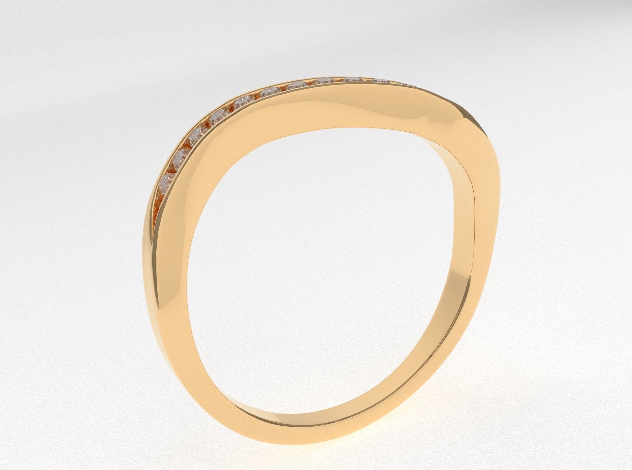 Ring 3D Model two gold rings with diamonds 3D print model_13