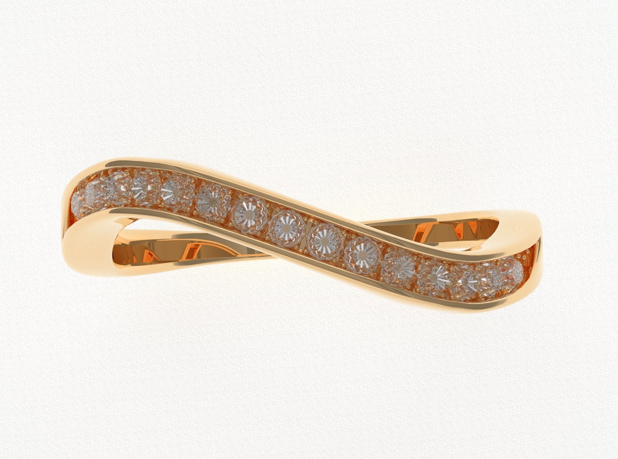 Ring 3D Model two gold rings with diamonds 3D print model_10