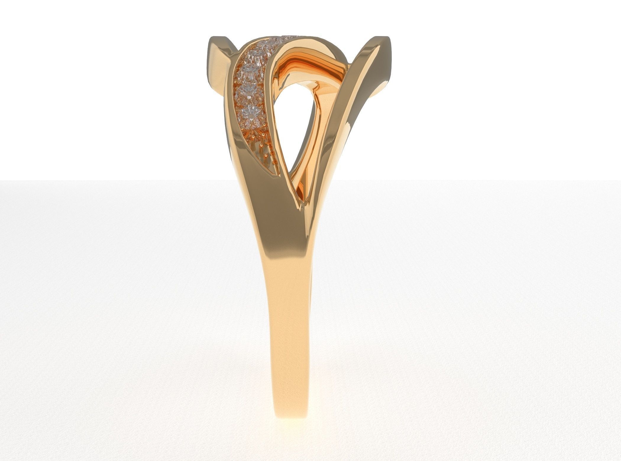 Ring 3D Model two gold rings with diamonds 3D print model_6