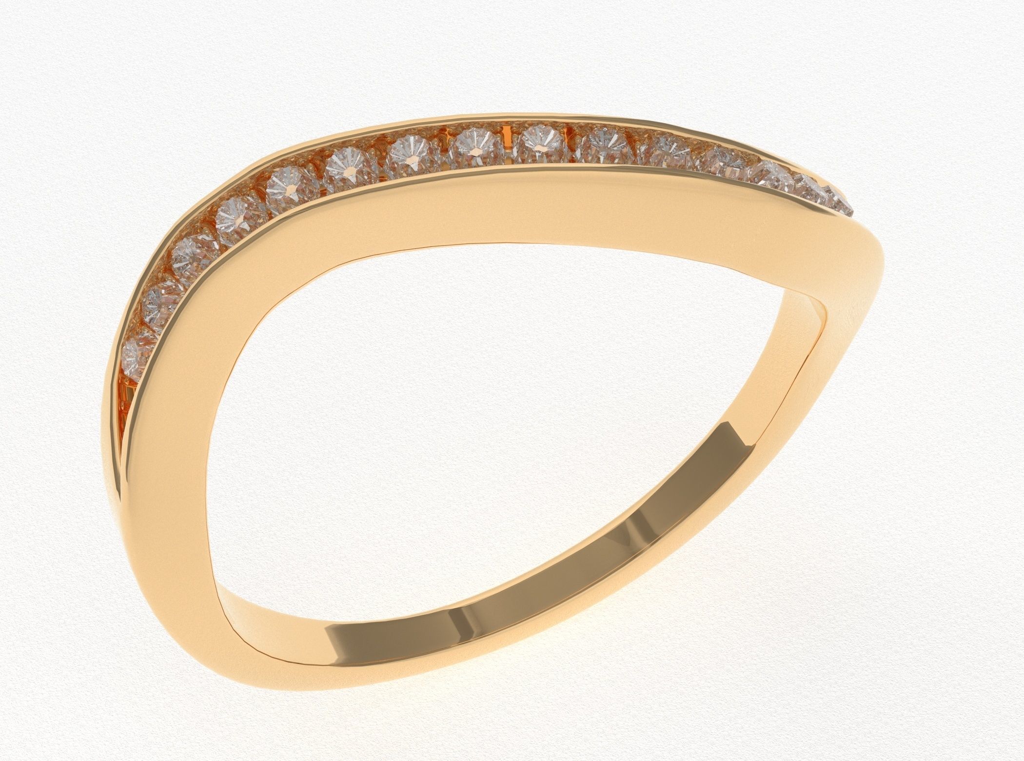 Ring 3D Model two gold rings with diamonds 3D print model_11