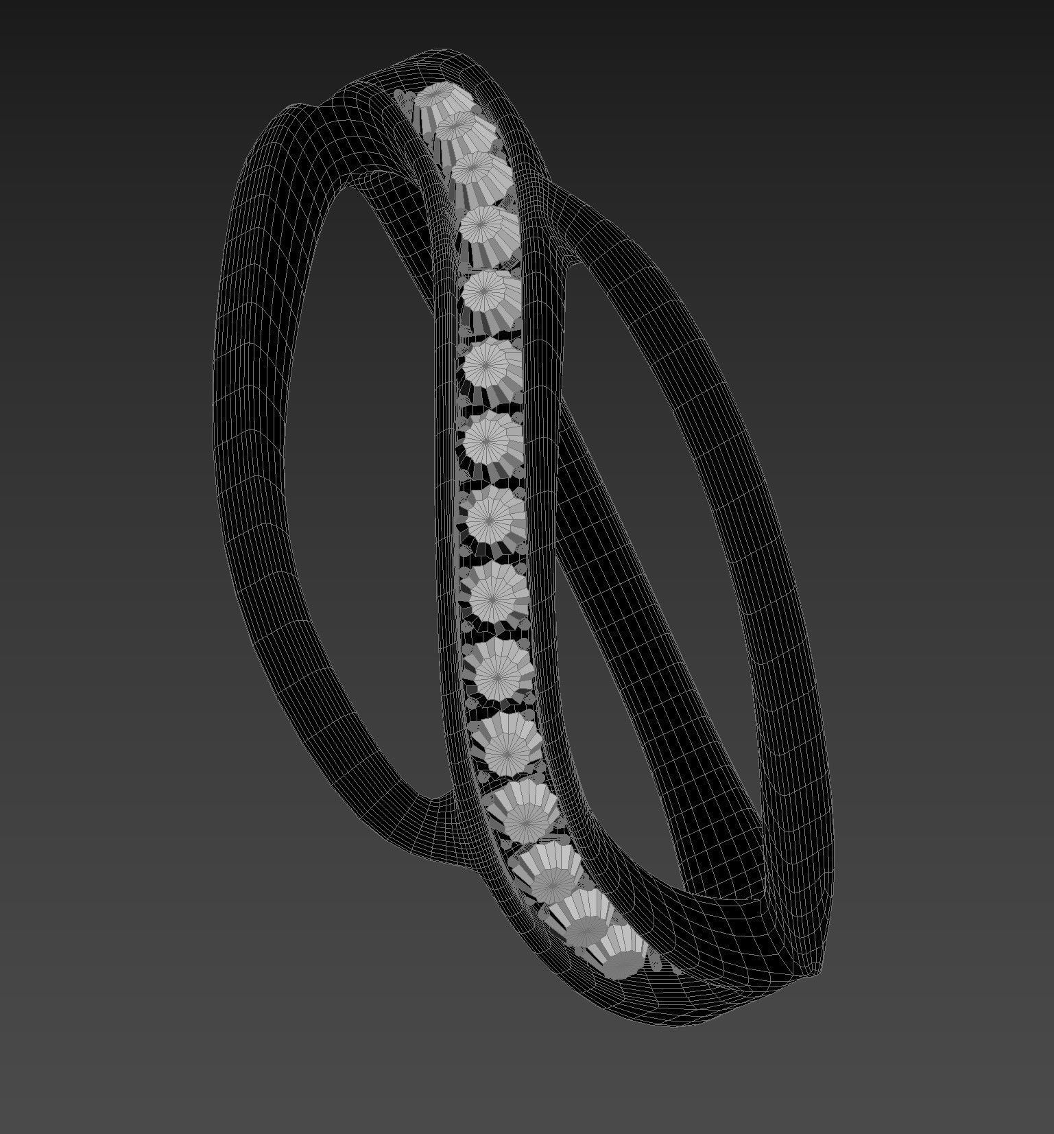 Ring 3D Model two gold rings with diamonds 3D print model_17