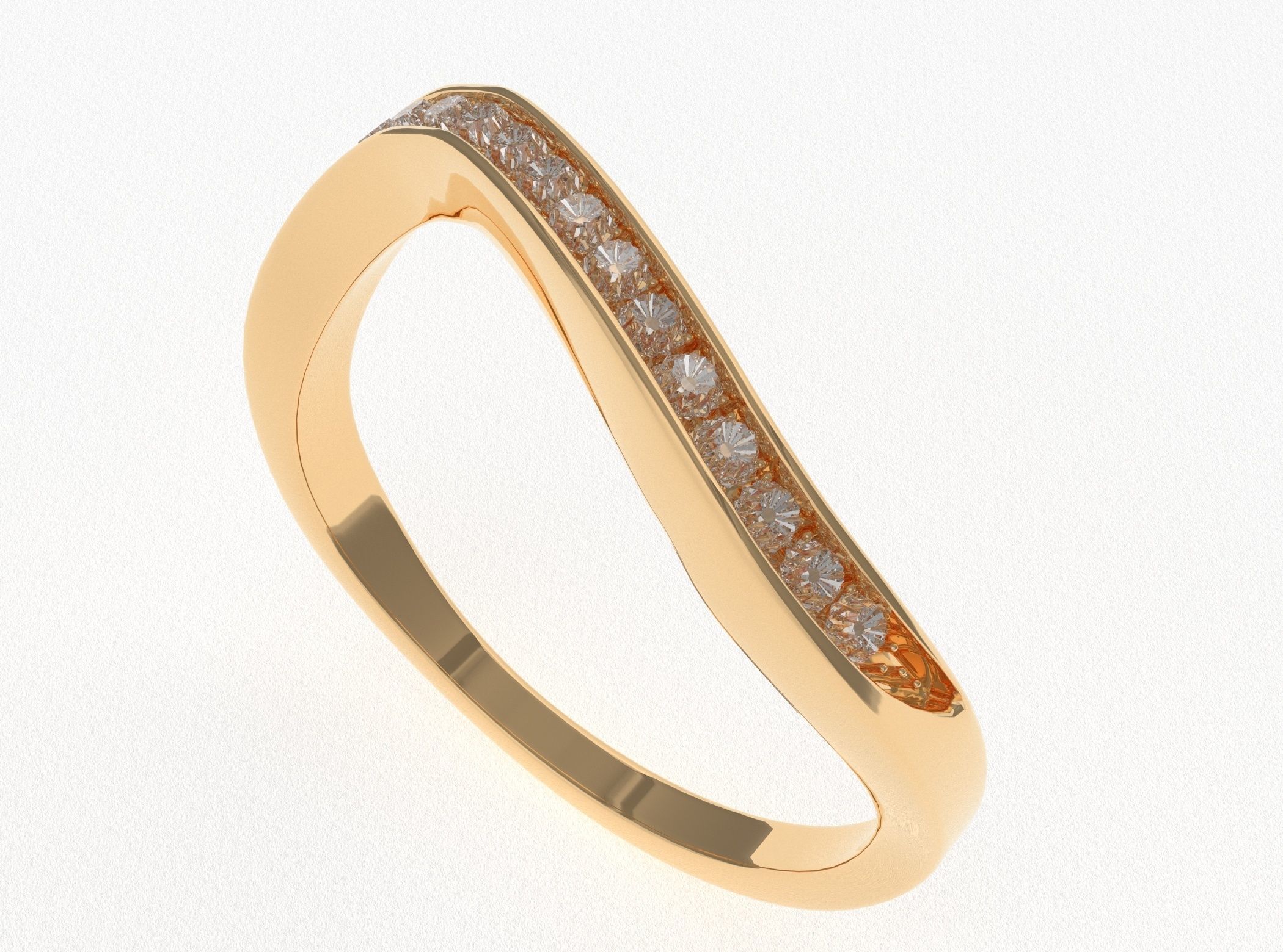 Ring 3D Model two gold rings with diamonds 3D print model_8