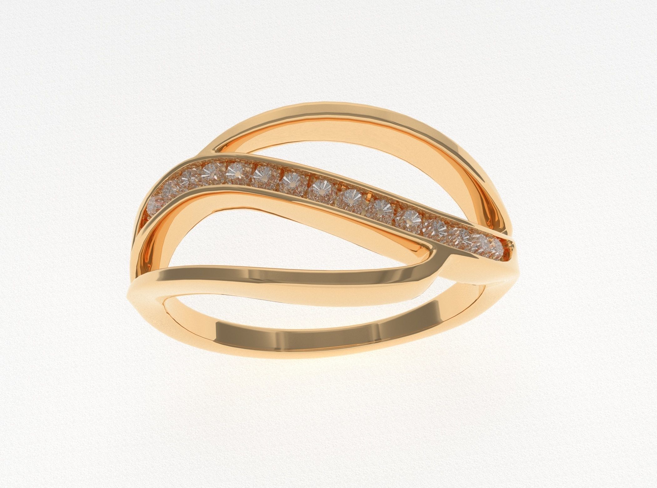 Ring 3D Model two gold rings with diamonds 3D print model_12