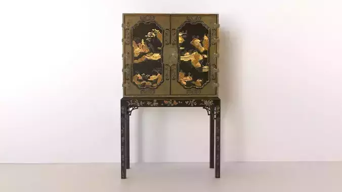 George III oriental lacquer entertainment cabinet 