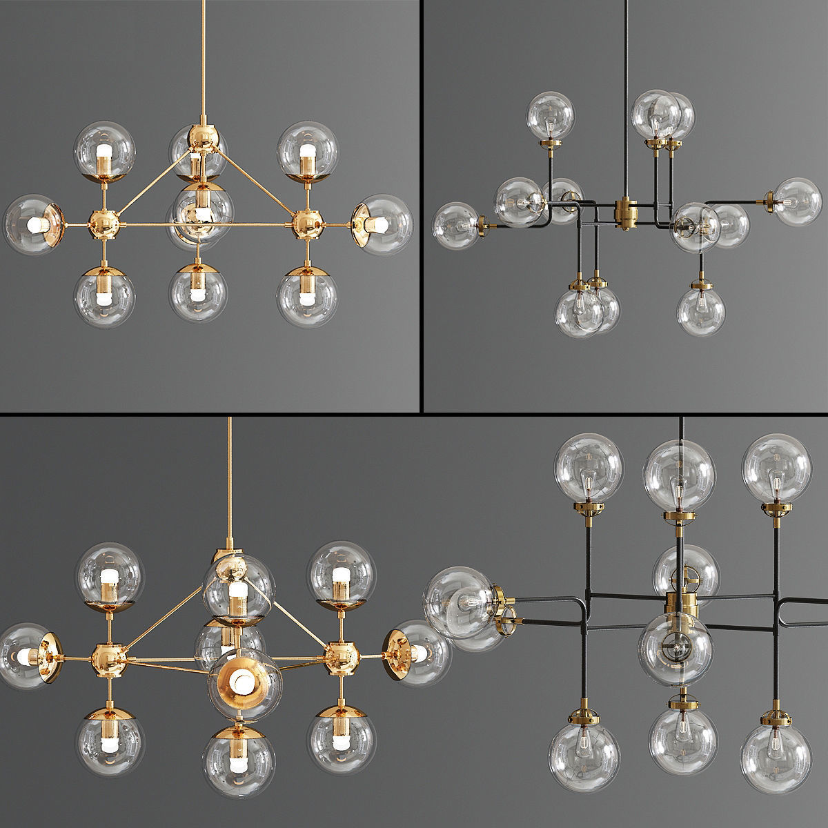 Modern Ceiling Chandelier Set 3D model_1