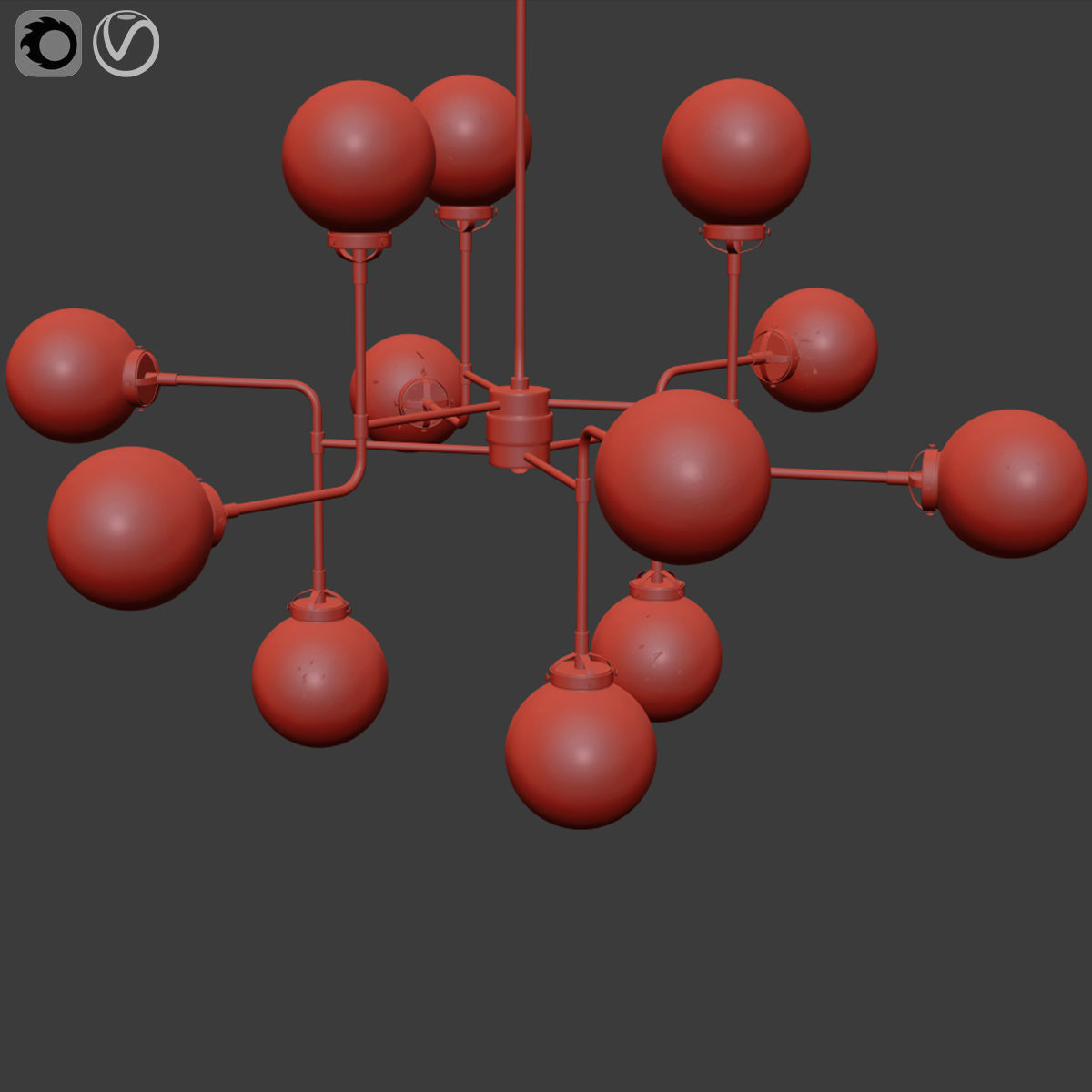 Modern Ceiling Chandelier Set 3D model_3