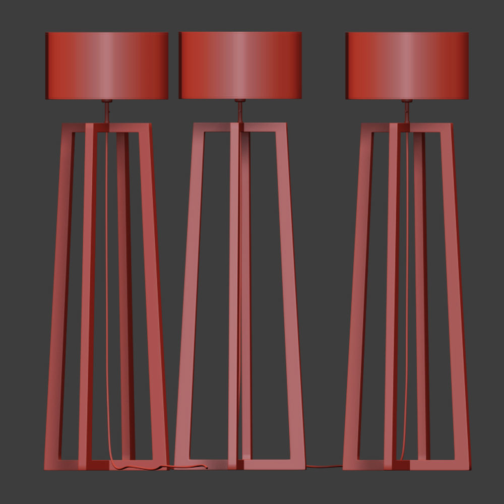 Wooden Floor Lamp 03 3D model_2