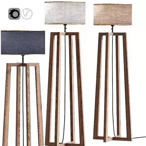 Wooden Floor Lamp 03 3D model