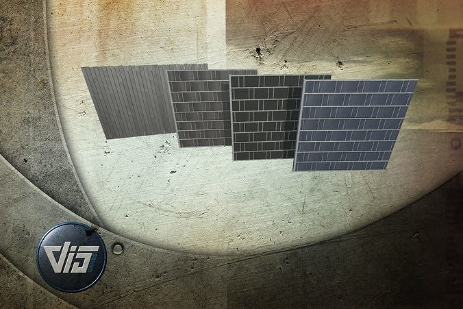 PBR Fences solar panels on fence Free low-poly 3D model
