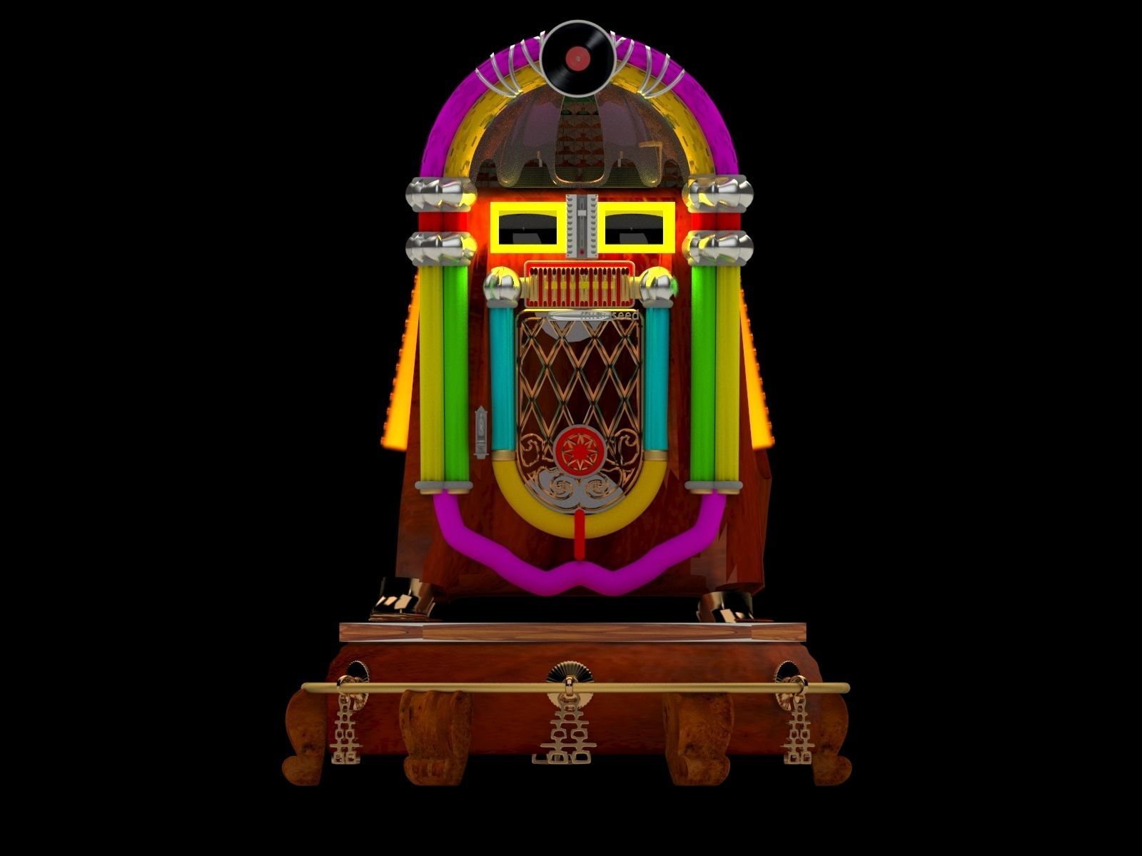 Jukebox old fashioned 3D model_3