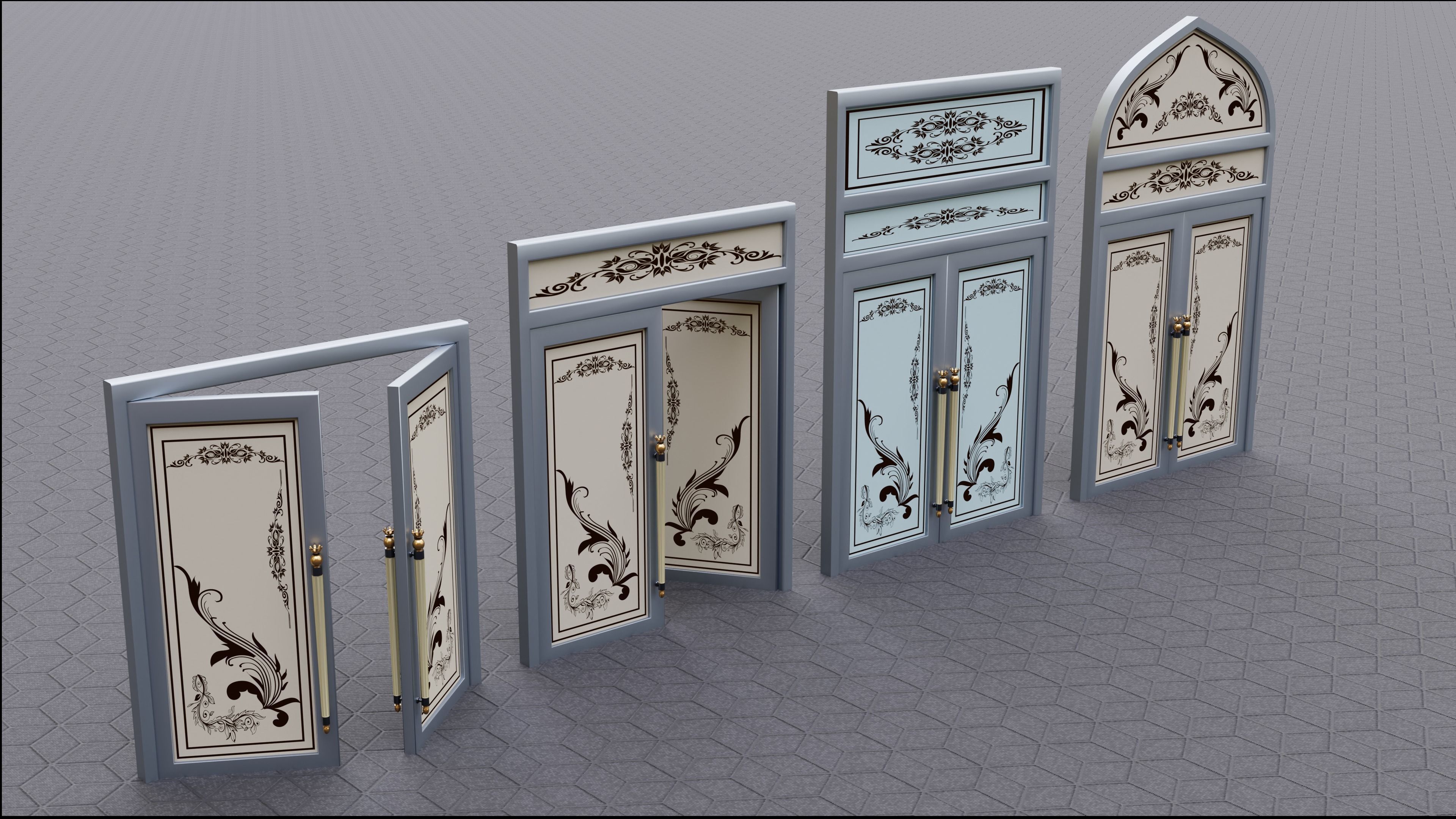 nice decorative doors 3D model_12