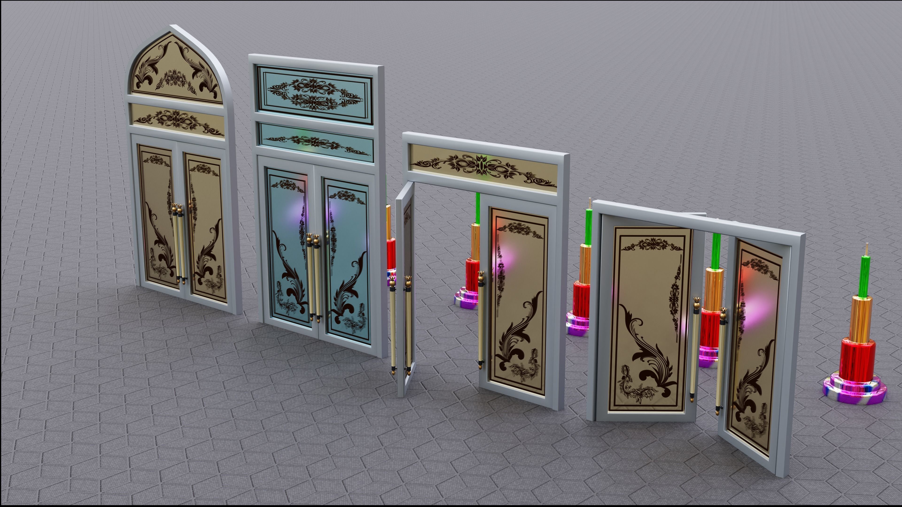 nice decorative doors 3D model_8