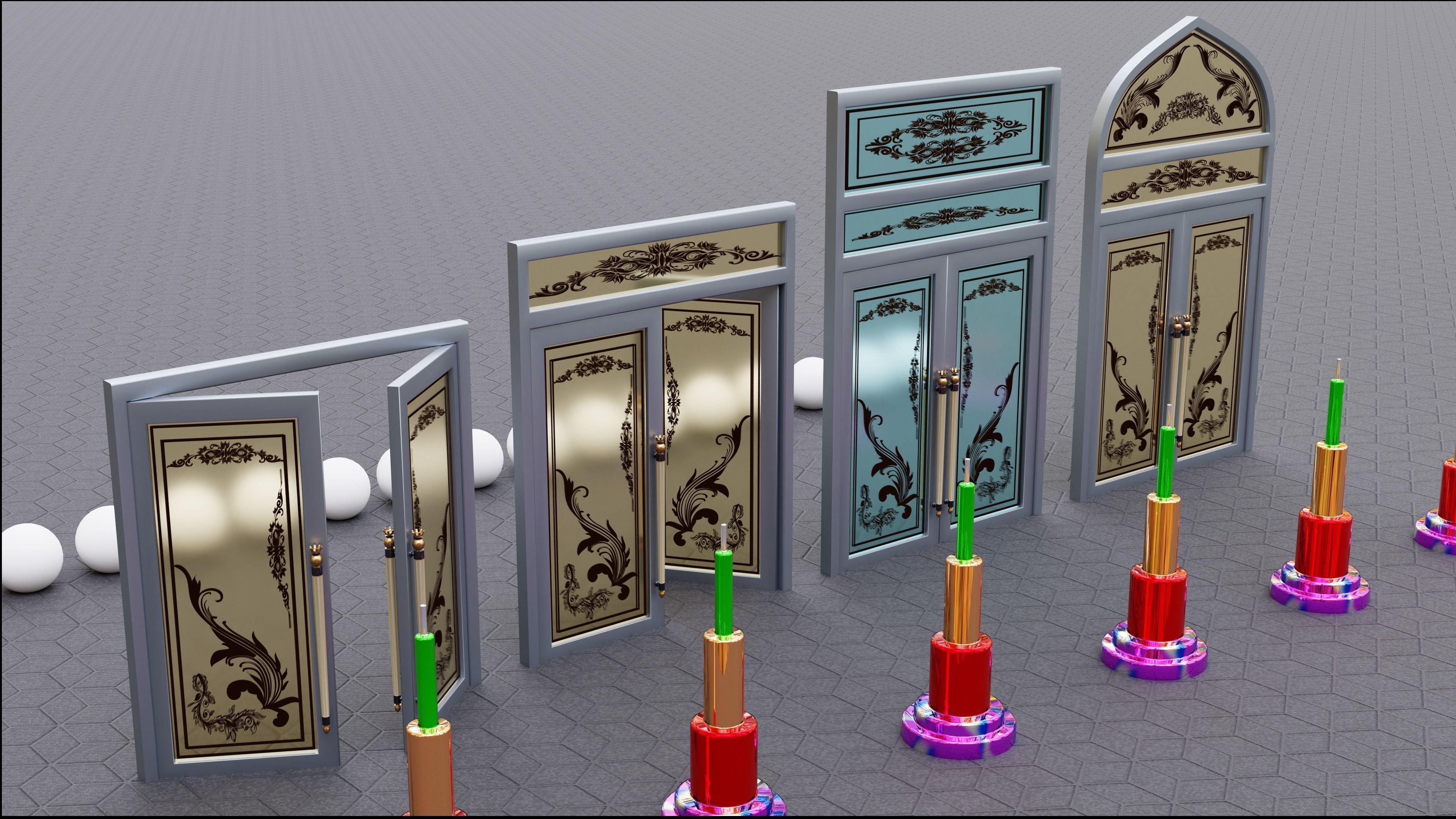 nice decorative doors 3D model_11