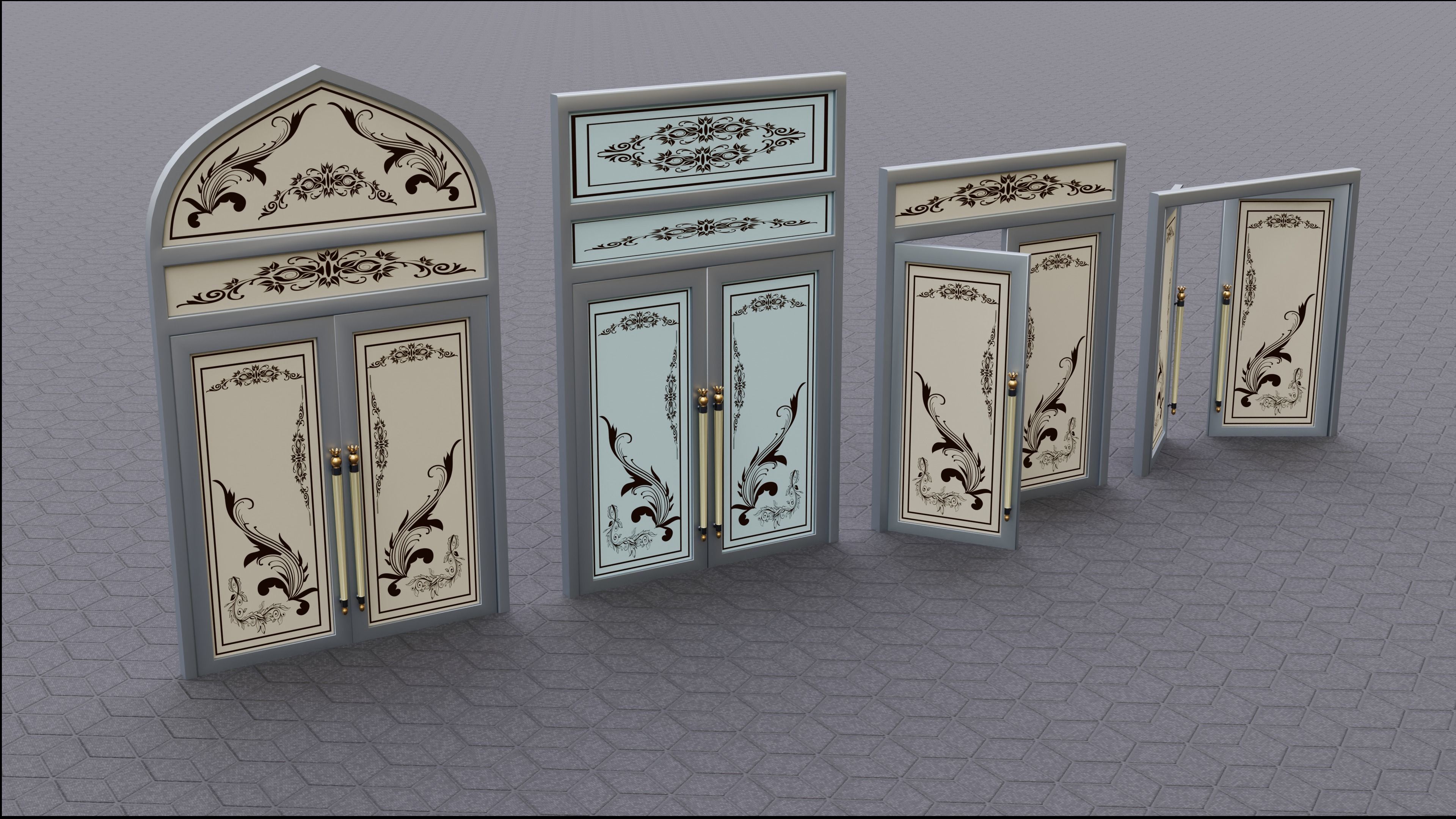 nice decorative doors 3D model_13