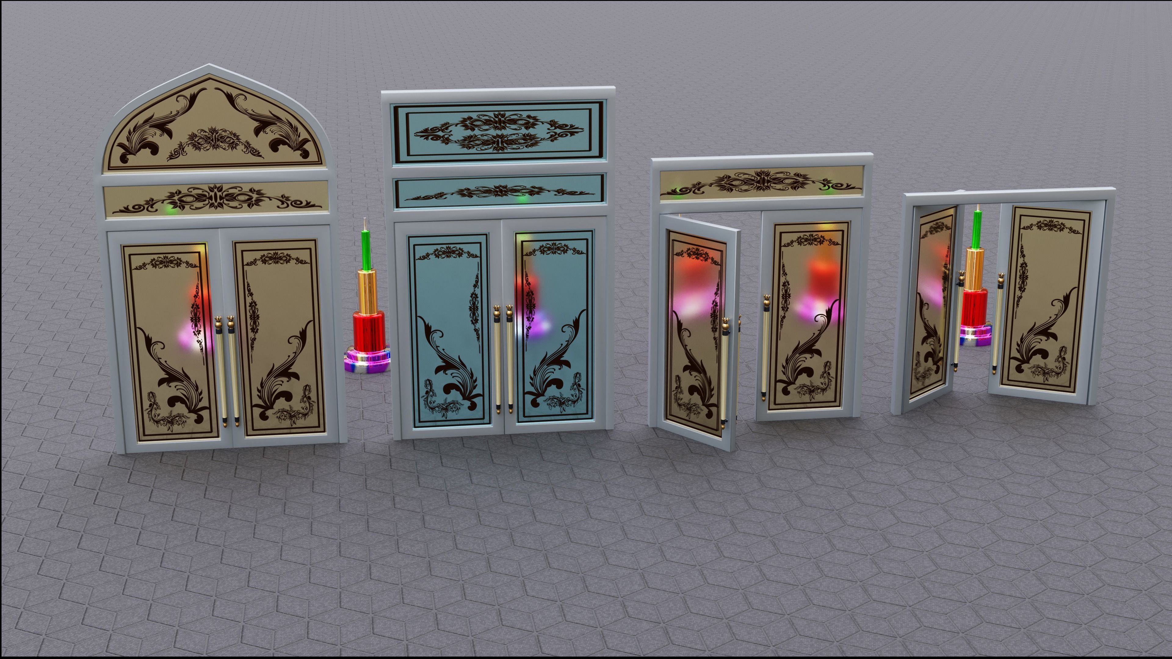 nice decorative doors 3D model_9