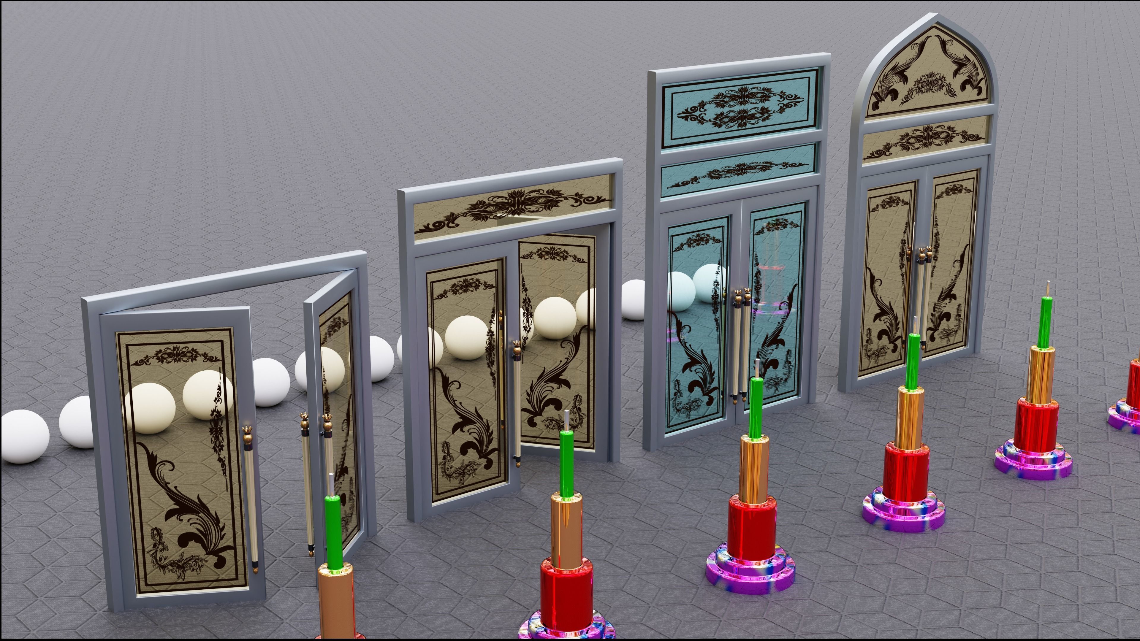 nice decorative doors 3D model_2