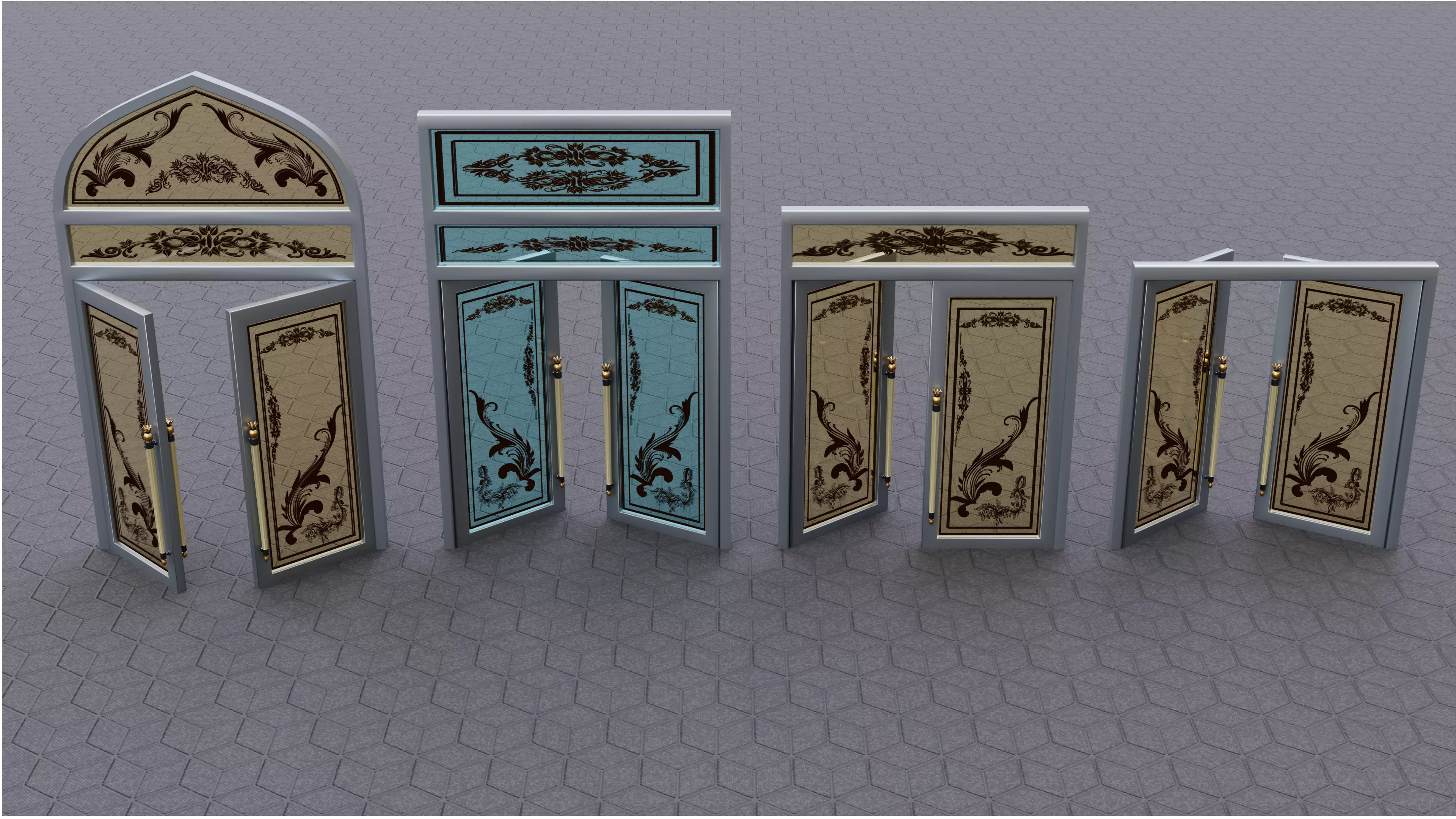 nice decorative doors 3D model_0