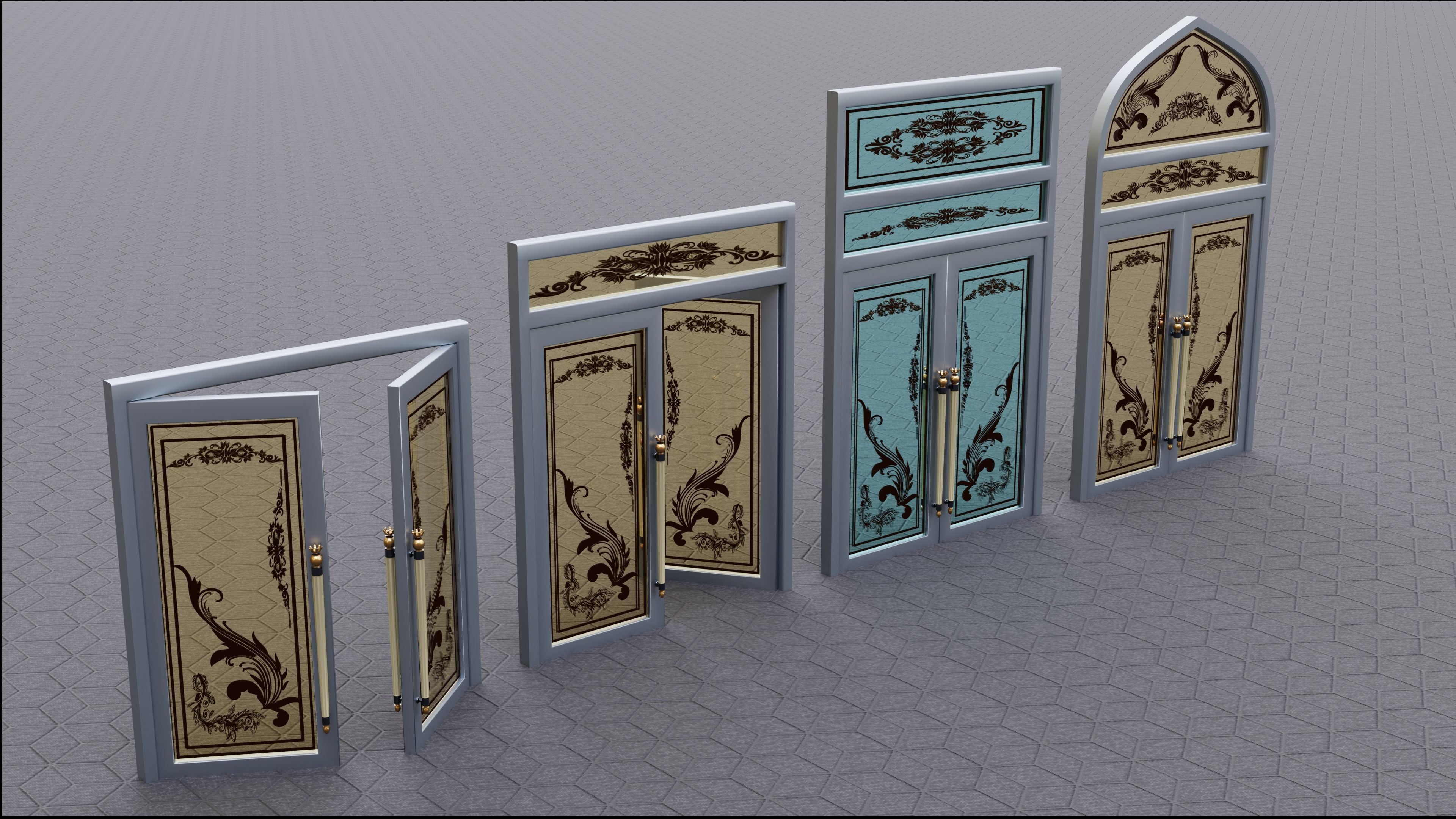 nice decorative doors 3D model_5