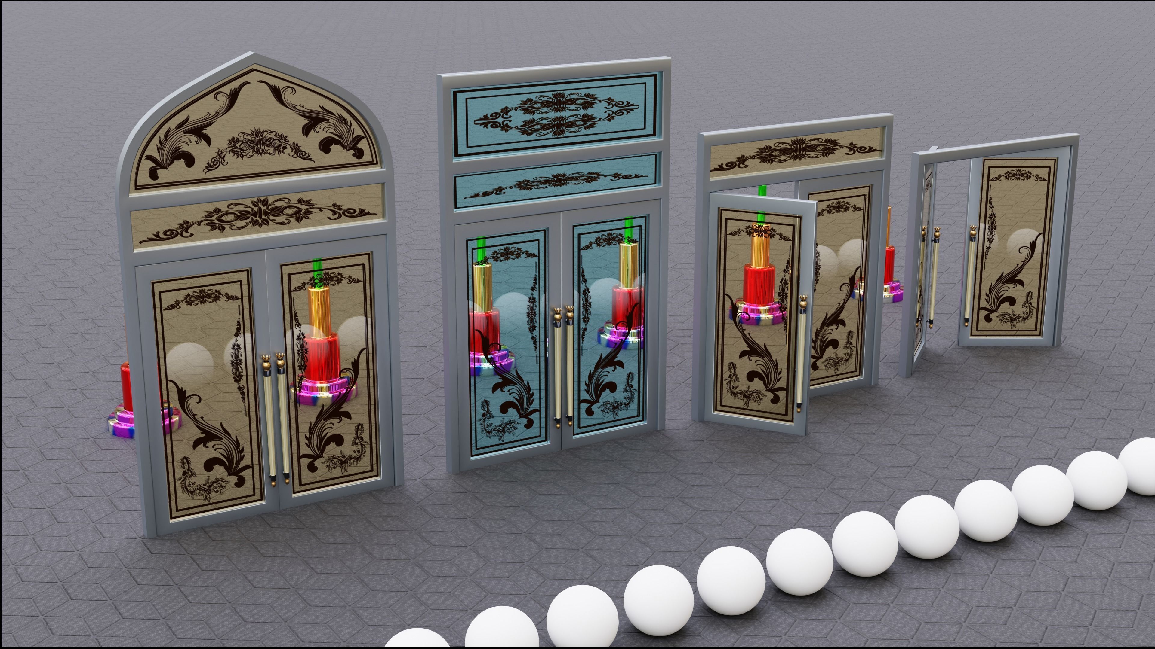 nice decorative doors 3D model_3