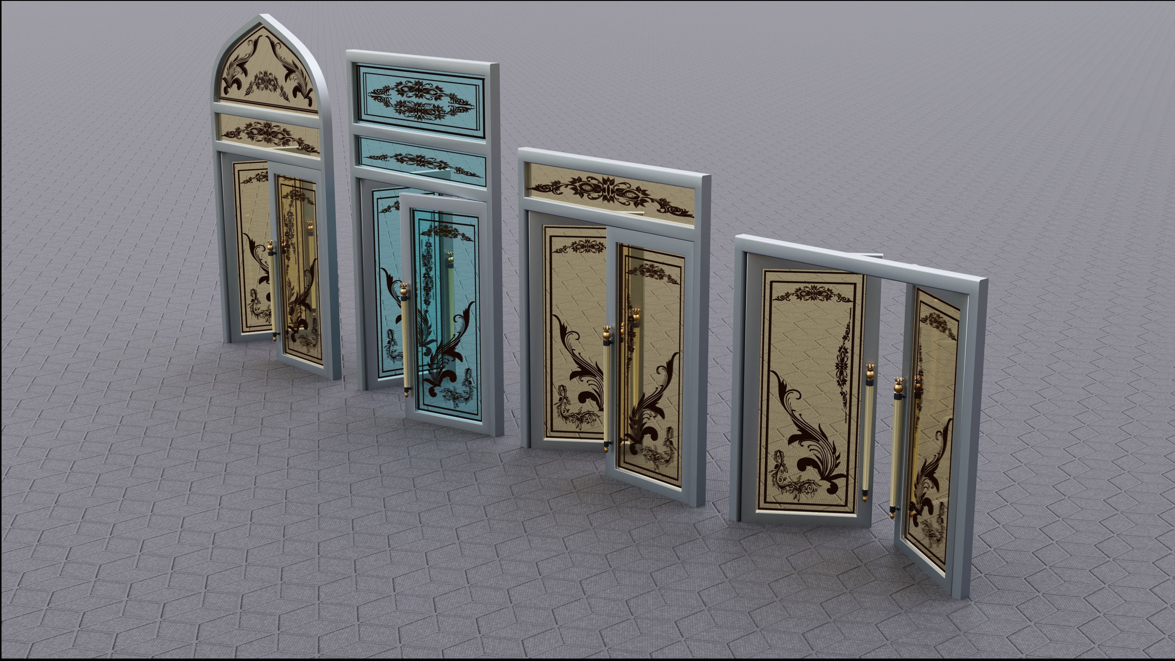 nice decorative doors 3D model_1