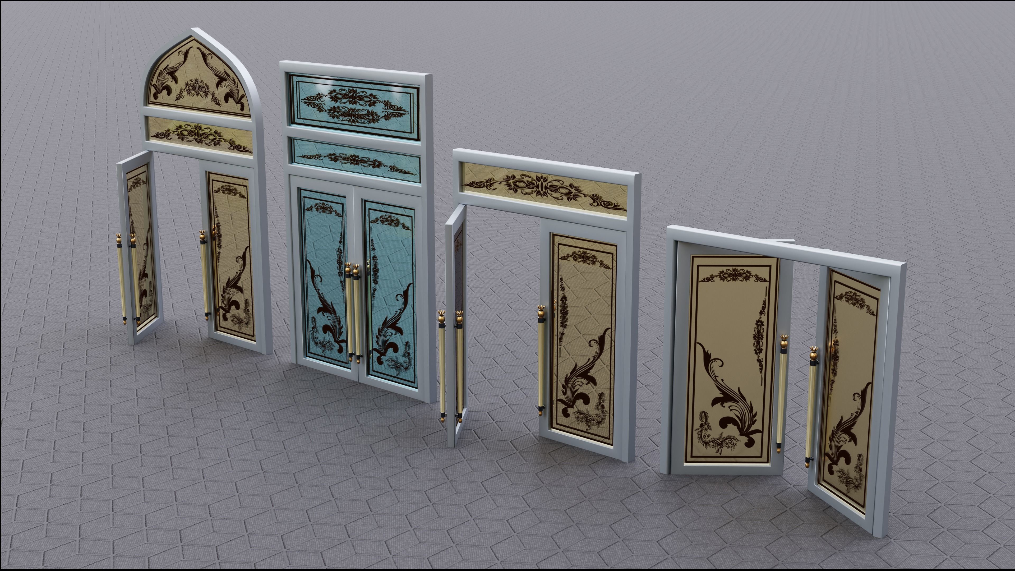 nice decorative doors 3D model_7