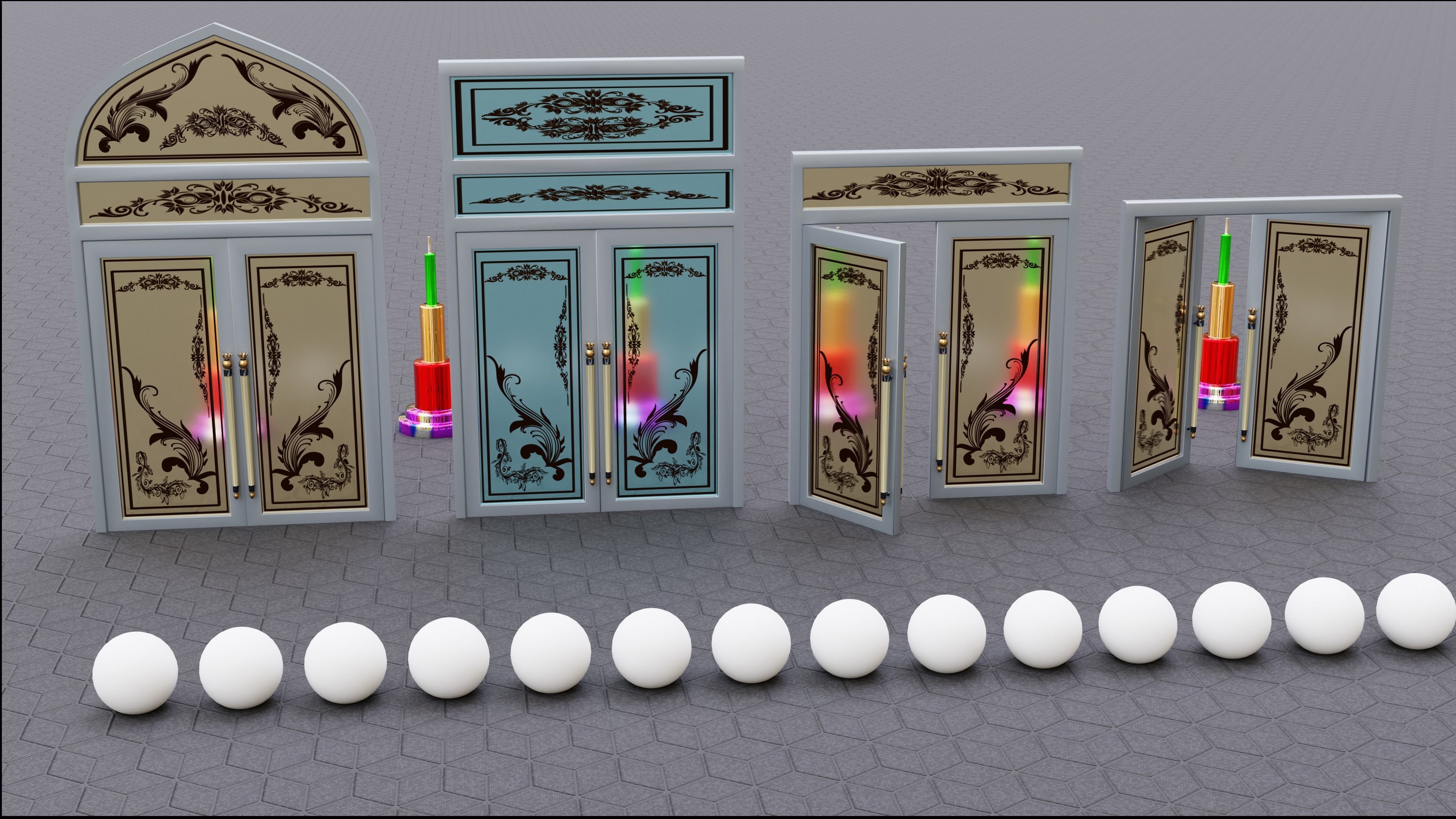 nice decorative doors 3D model_10