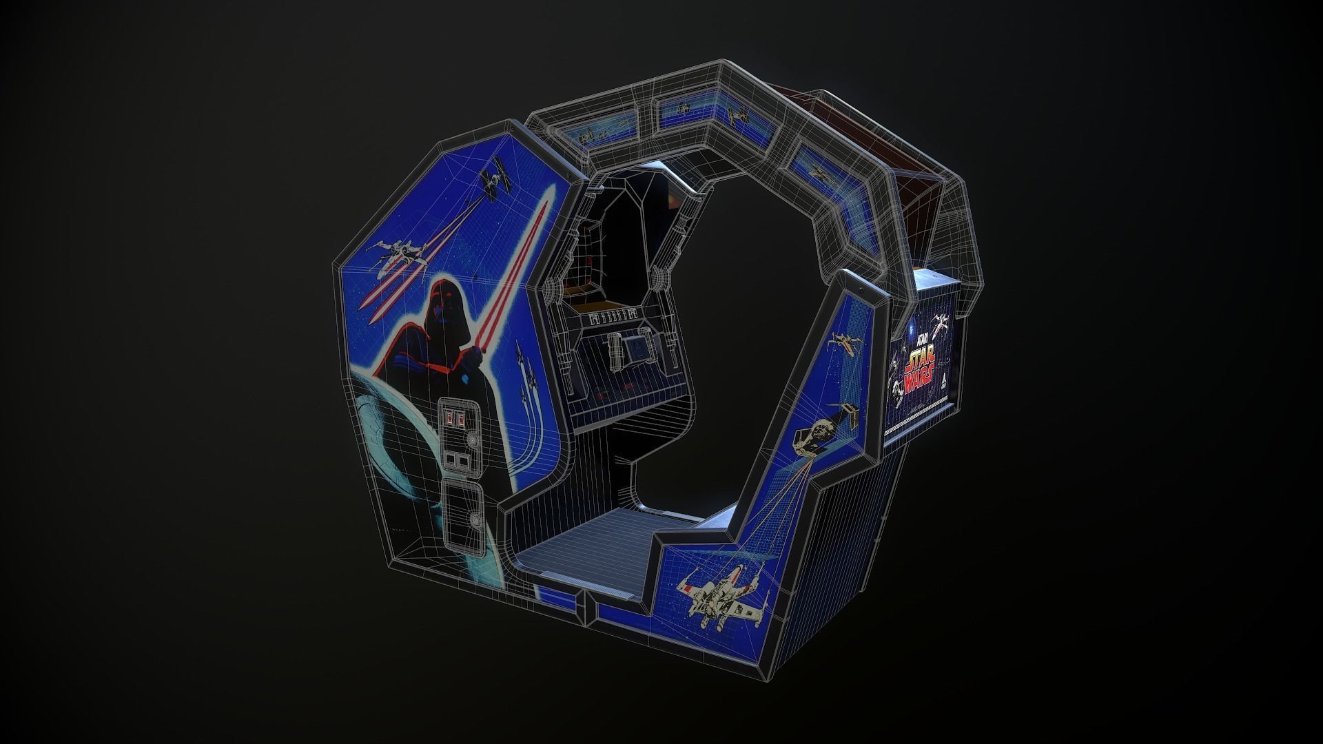 Atari Starwars 1983 Arcade Machine Low-poly 3D model_8