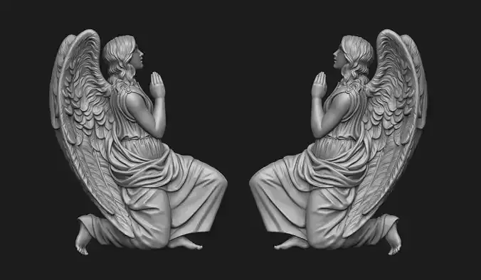 Praying Angel Bas-Relief 3D print model