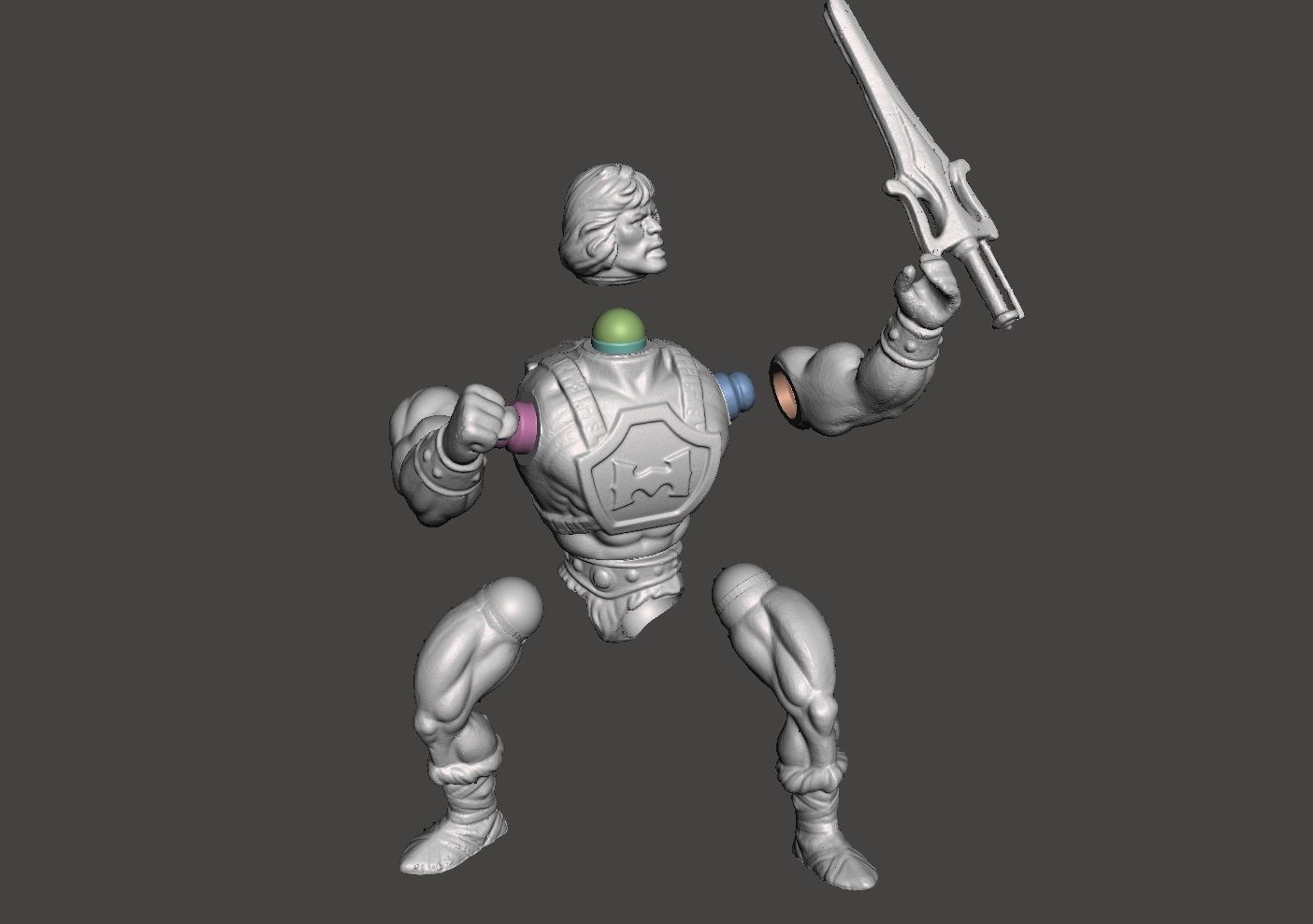 He Man Power Punch Motu Style Vintage Action Figure 3D print model_6
