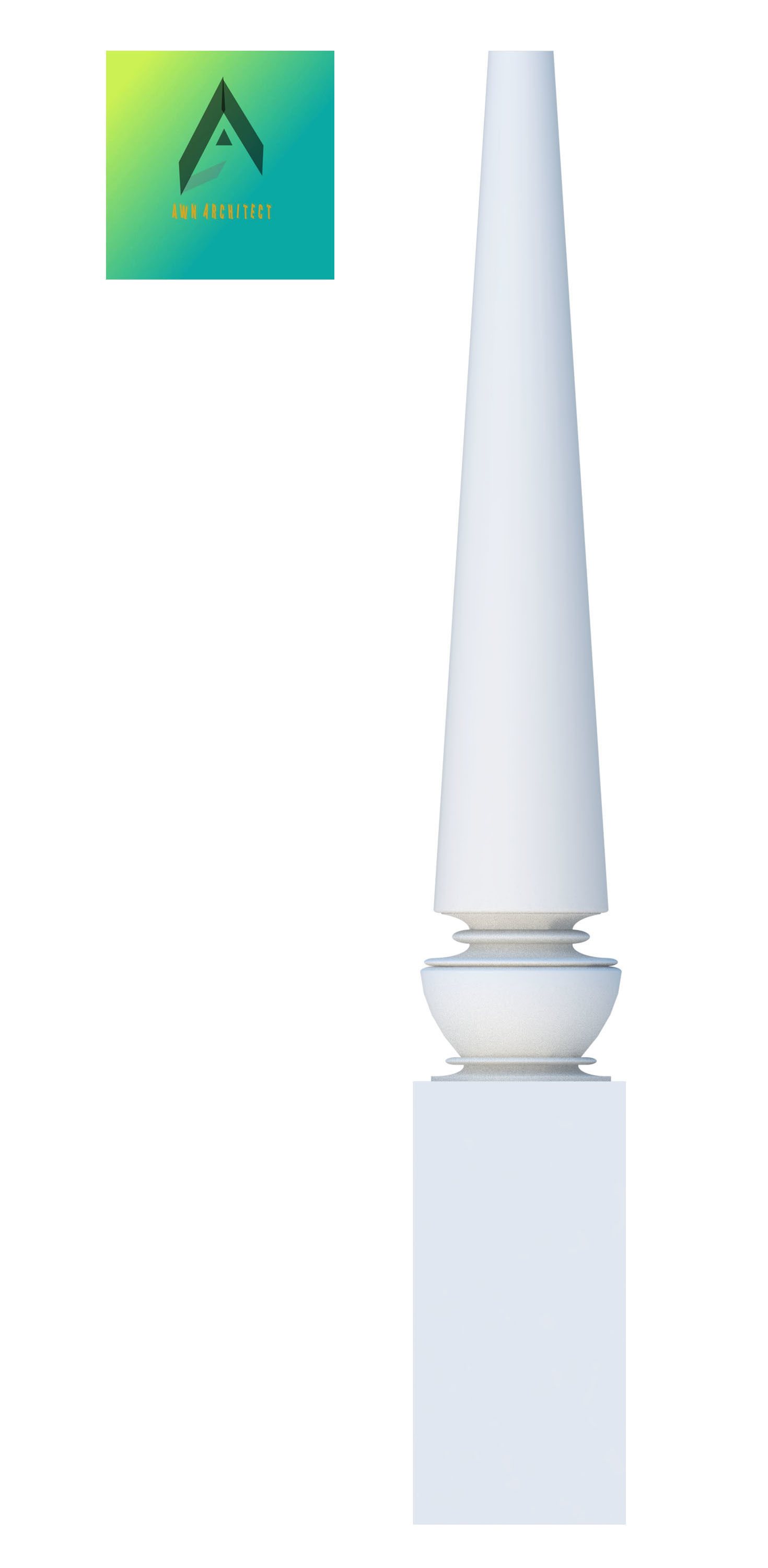 Baluster Model 3 cone with logo 3D print model_1