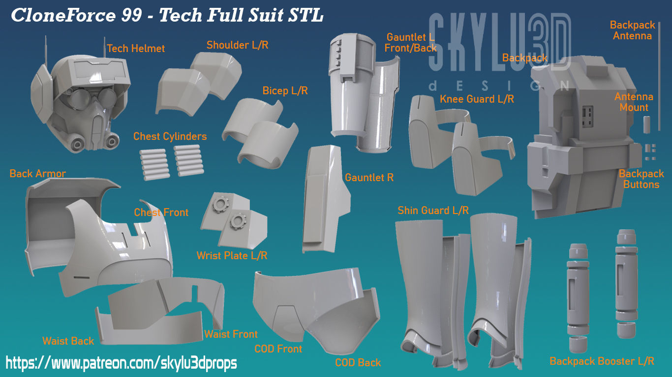 Clone Force 99 Tech Full Armor 3D print ready STL 3D print model_3