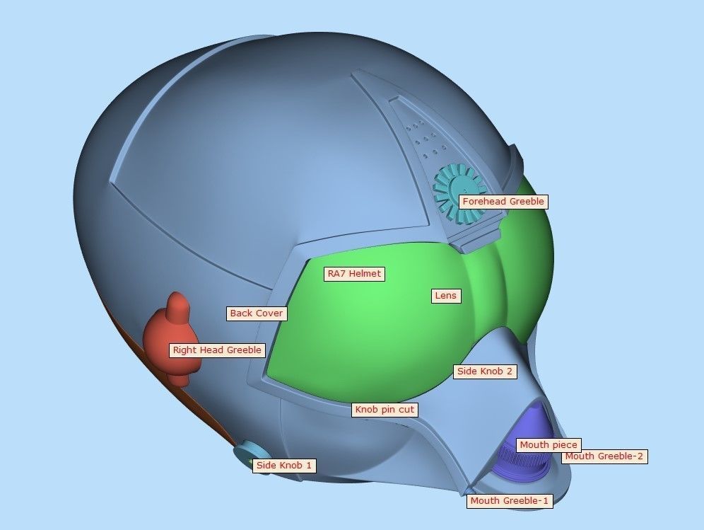 RA7 Full Size Wearable Helmet - 3D Print Ready STL 3D print model_1