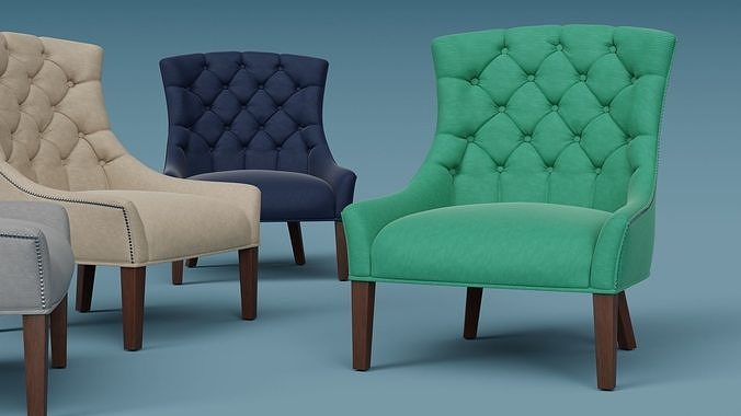 Tufted Armchair 3D model 6