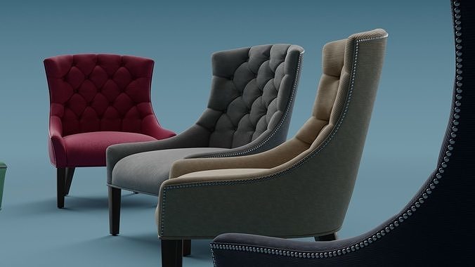 Tufted Armchair 3D model 7