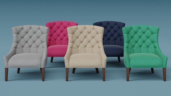 Tufted Armchair 3D model 2
