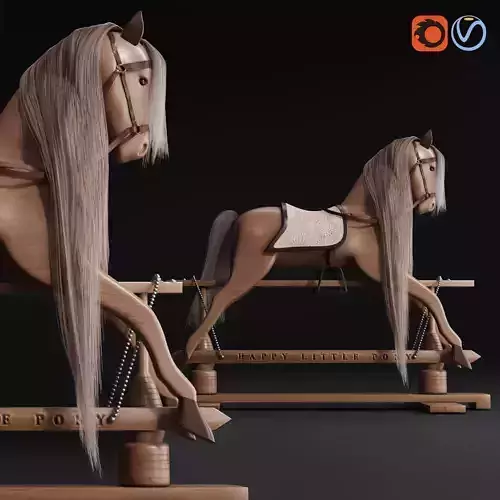 Rocking Wood plush Horse Pony chair toy Rocker for Kids