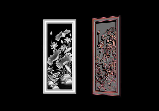 3D STL Models CNC Router - Decorative lotus flower relief 3D print model